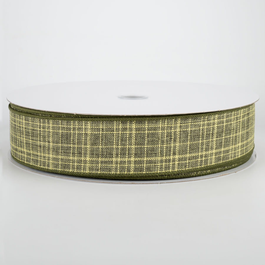 1.5" Estelle Textured Linen Ribbon: Moss Green (50 Yards)