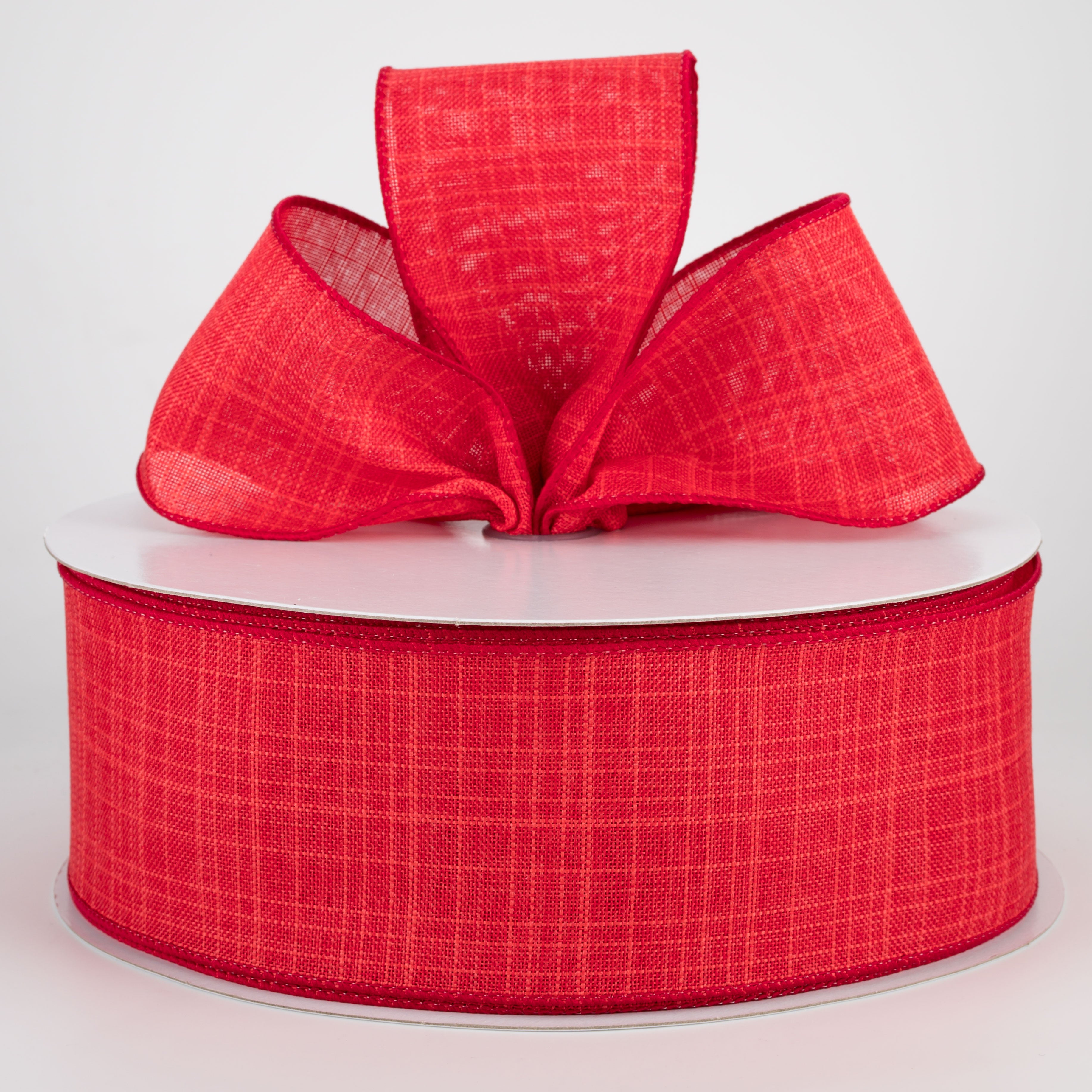 2.5" Estelle Textured Linen Ribbon: Red (50 Yards) Lifestyle Photo