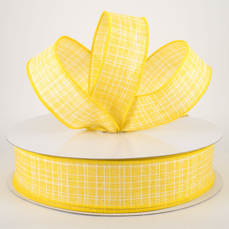 1.5" Estelle Textured Linen Ribbon: Yellow & White (50 Yards) Lifestyle Photo