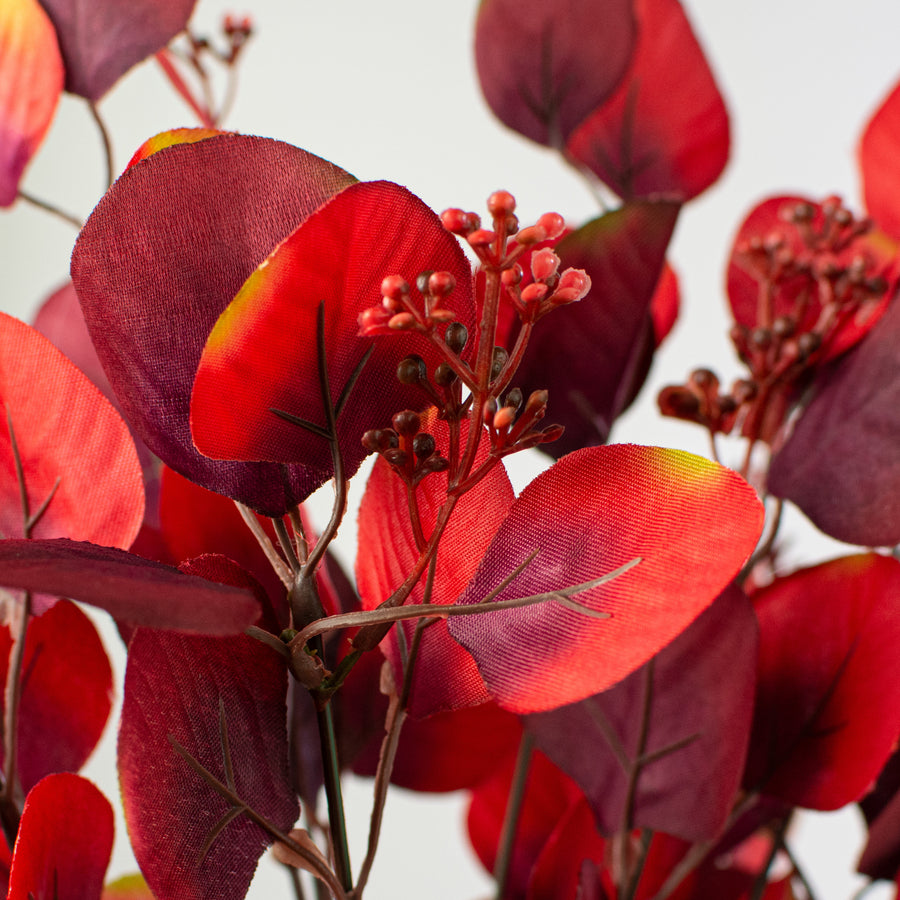 18" Eucalyptus Bush: Red & Burgundy Lifestyle Photo