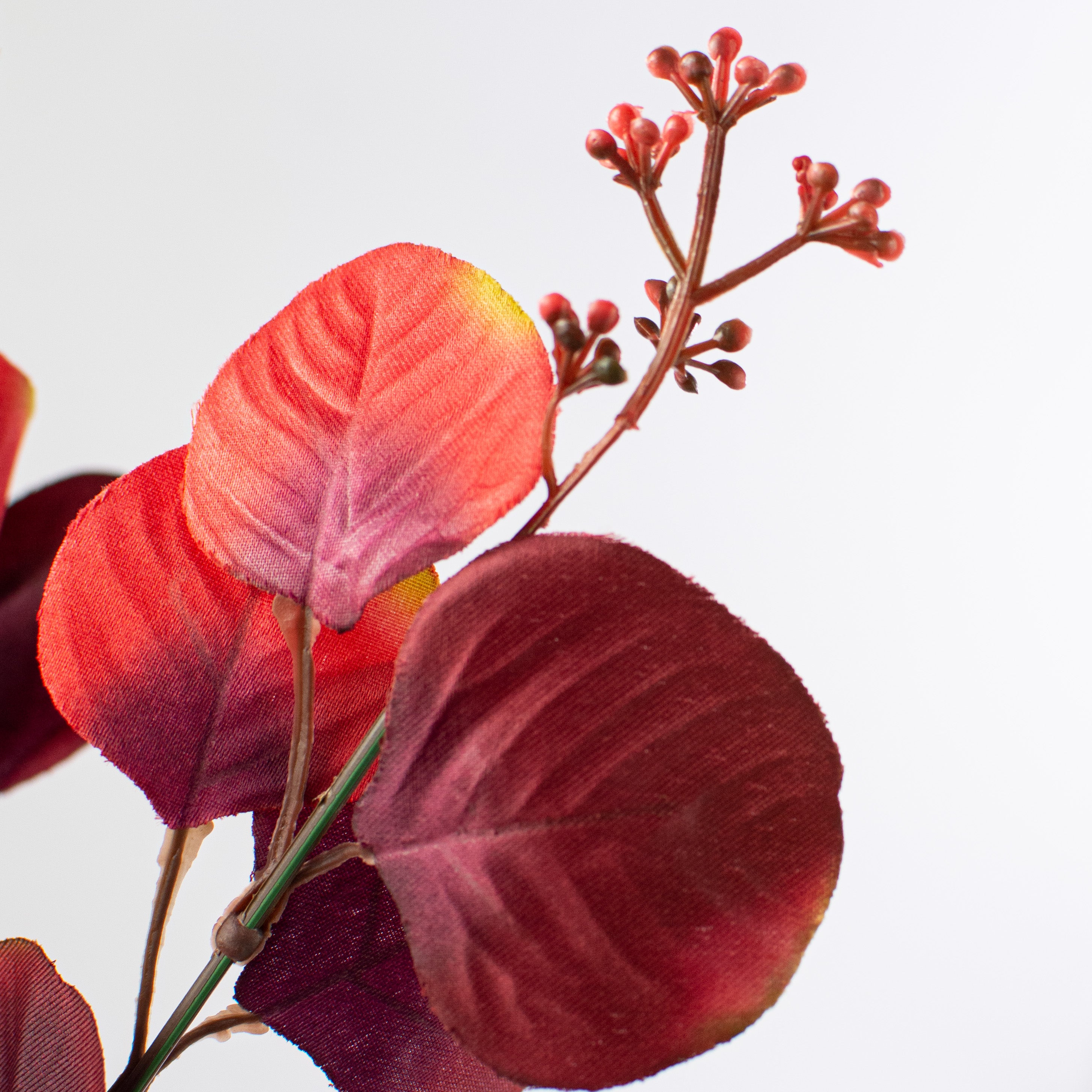 18" Eucalyptus Bush: Red & Burgundy detail photo 5