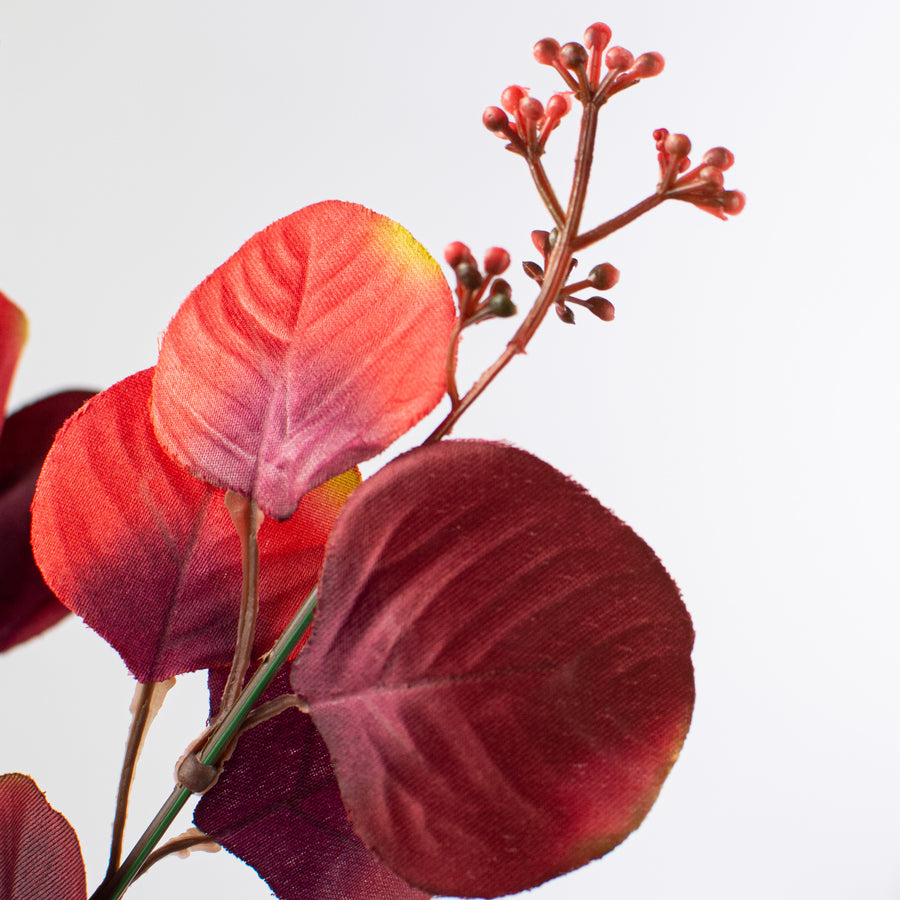 18" Eucalyptus Bush: Red & Burgundy detail photo 5