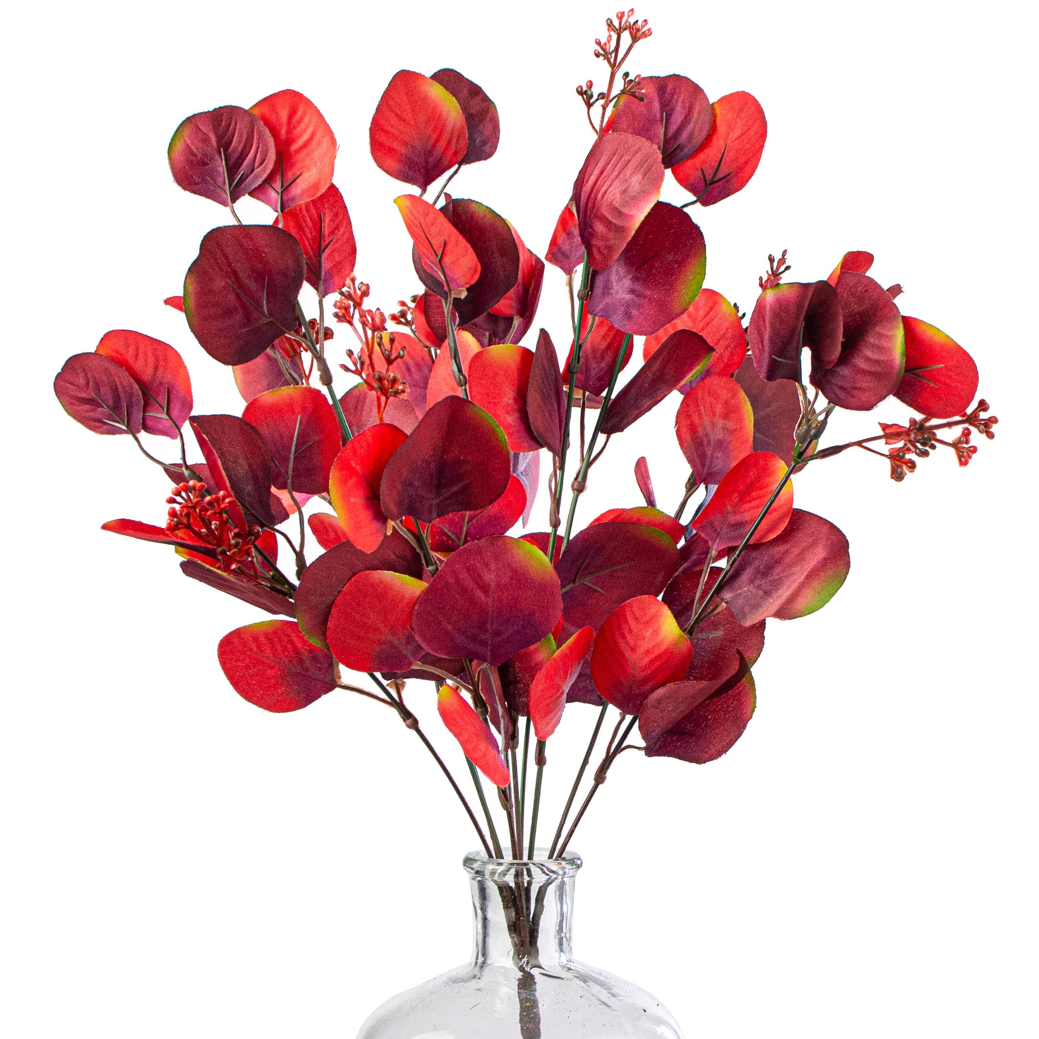 18" Eucalyptus Bush: Red & Burgundy Item Number: 56606RDBG