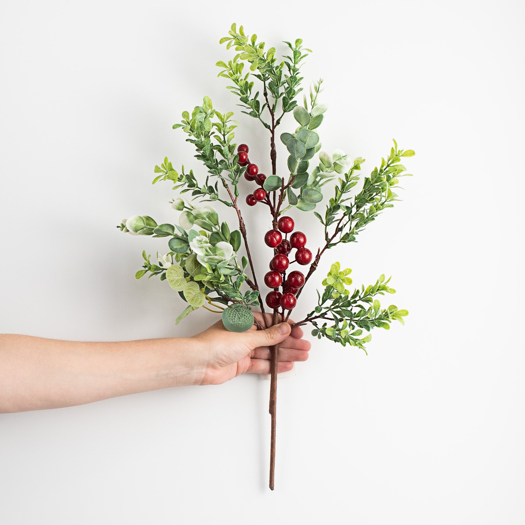 20" Eucalyptus Mix with Red Berries Bush detail photo 3