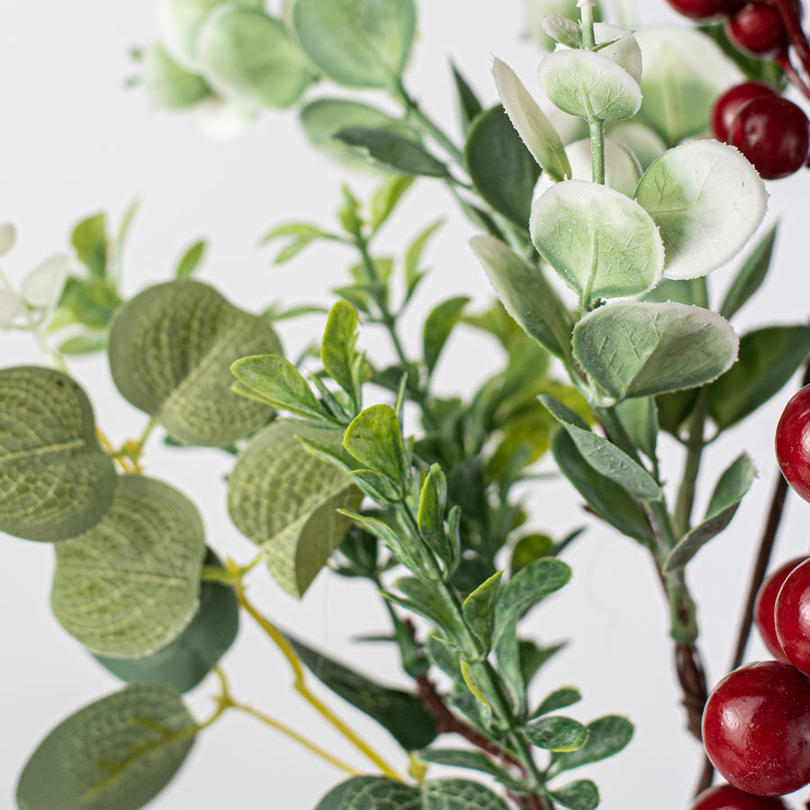 20" Eucalyptus Mix with Red Berries Bush detail photo 4
