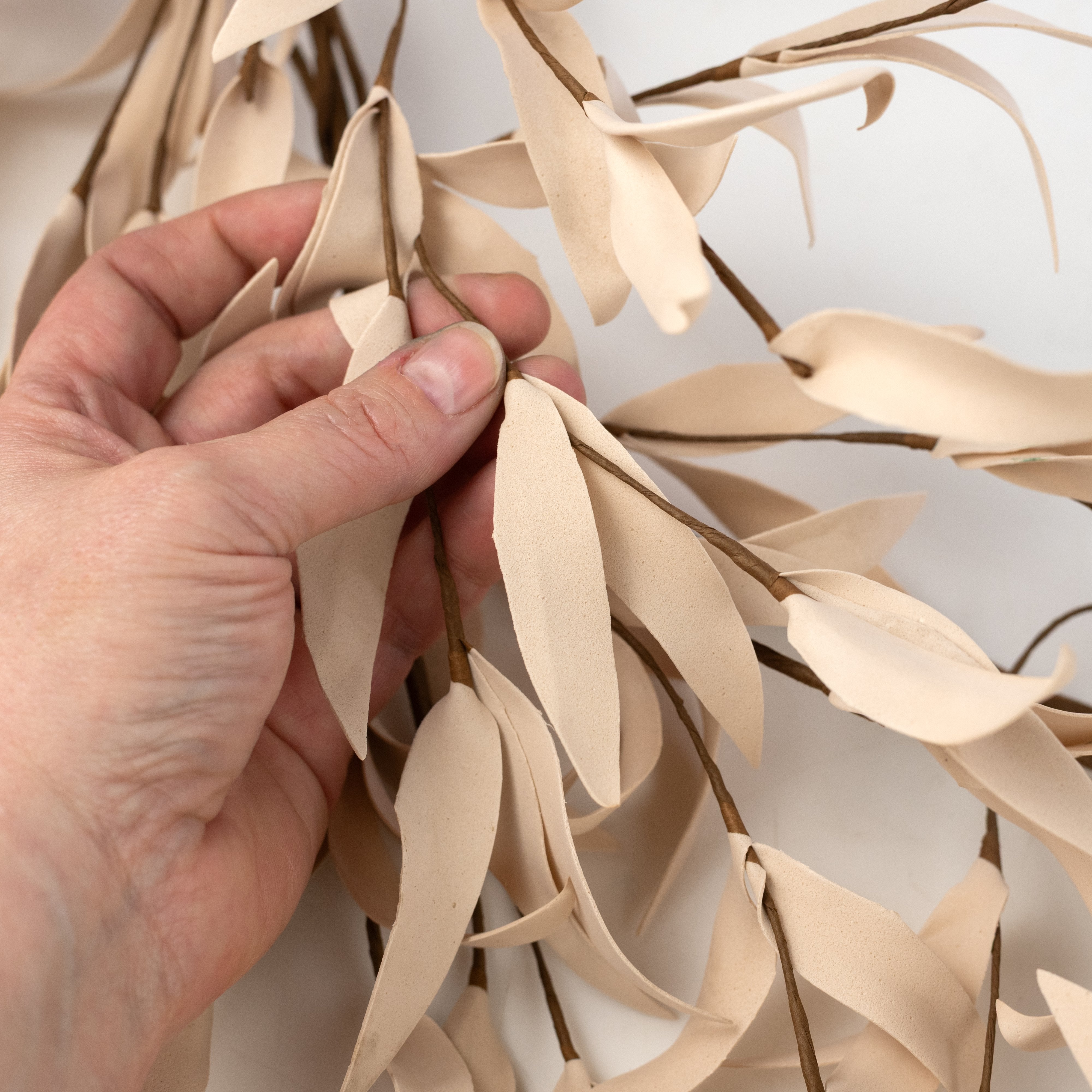 5' EVA Foam Herb Leaves Garland: Buttercup Cream detail photo 3