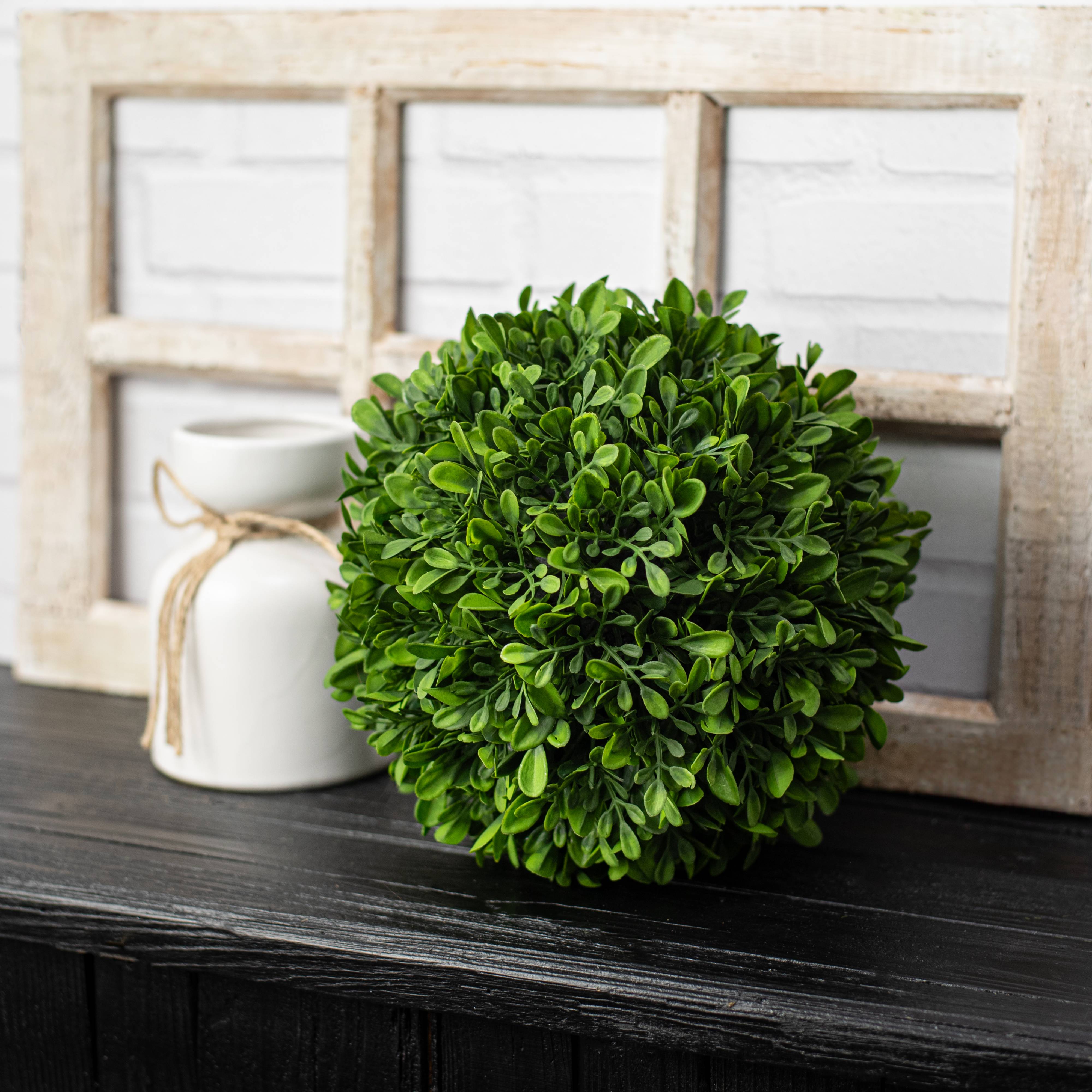 8" Evergreen Boxwood Ball Sphere Lifestyle Photo