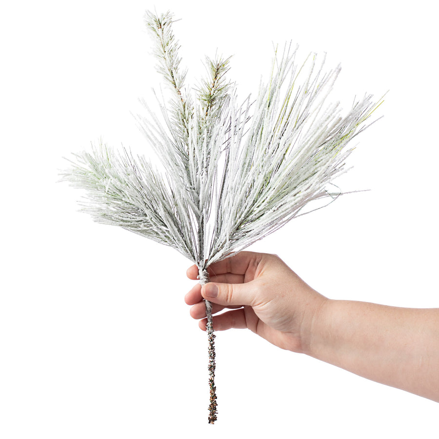 15" Evergreen Mixed Pine Spray: Flocked Lifestyle Photo