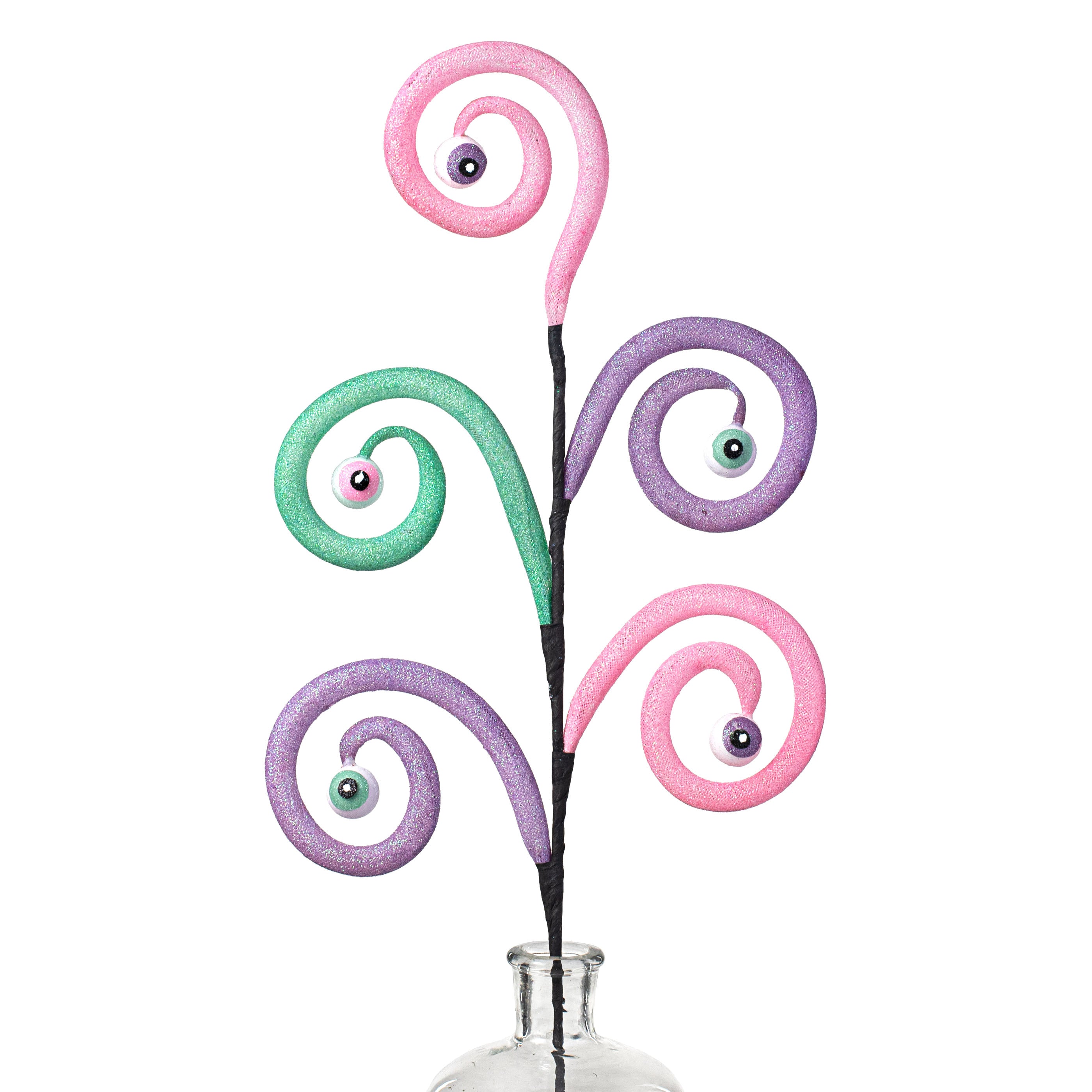 28" Eyeballs Spiral Curly Spray: Pink, Purple, Mint Item Number: 56725PKPUMI