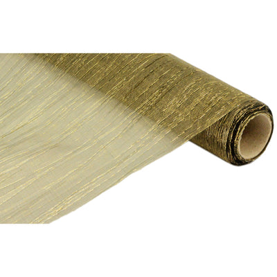 17" Crinkle Fabric Roll: Metallic Black/Gold (5 Yards)