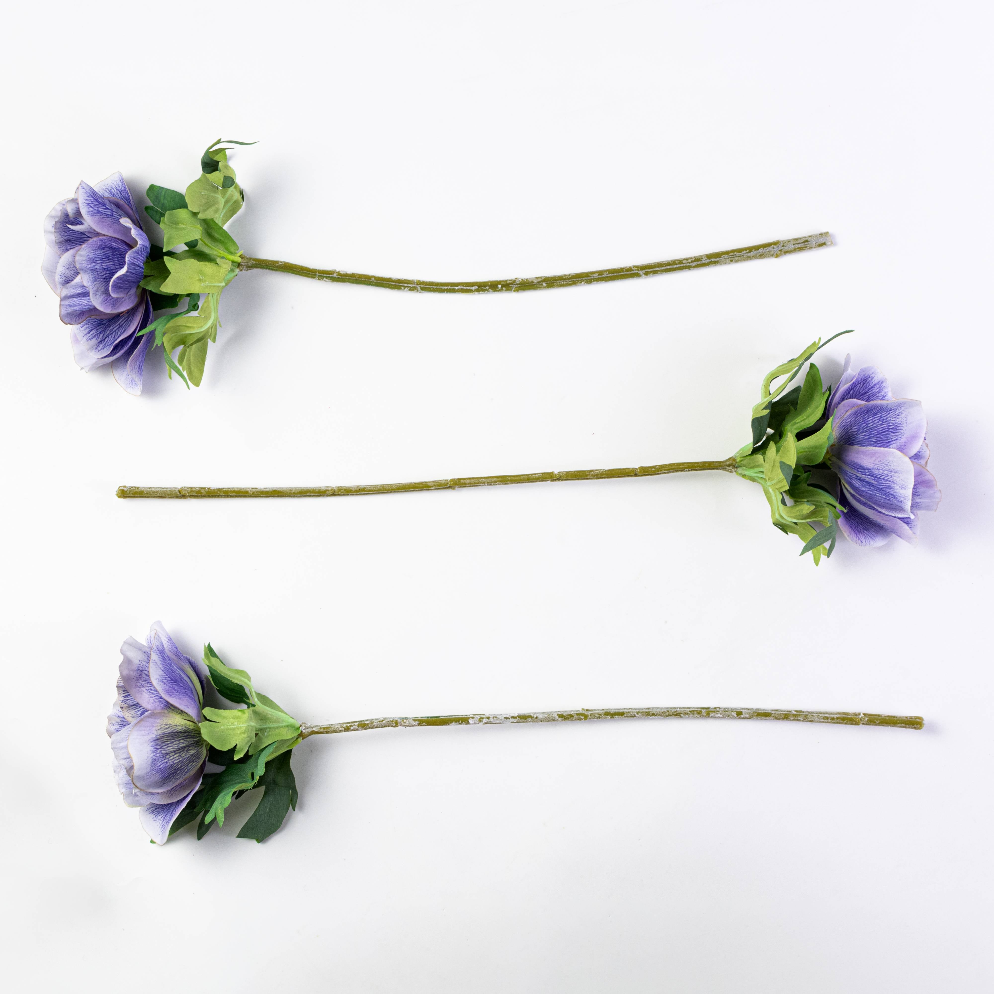 17" Anemone Flower Bundle: Lavender Purple (3)