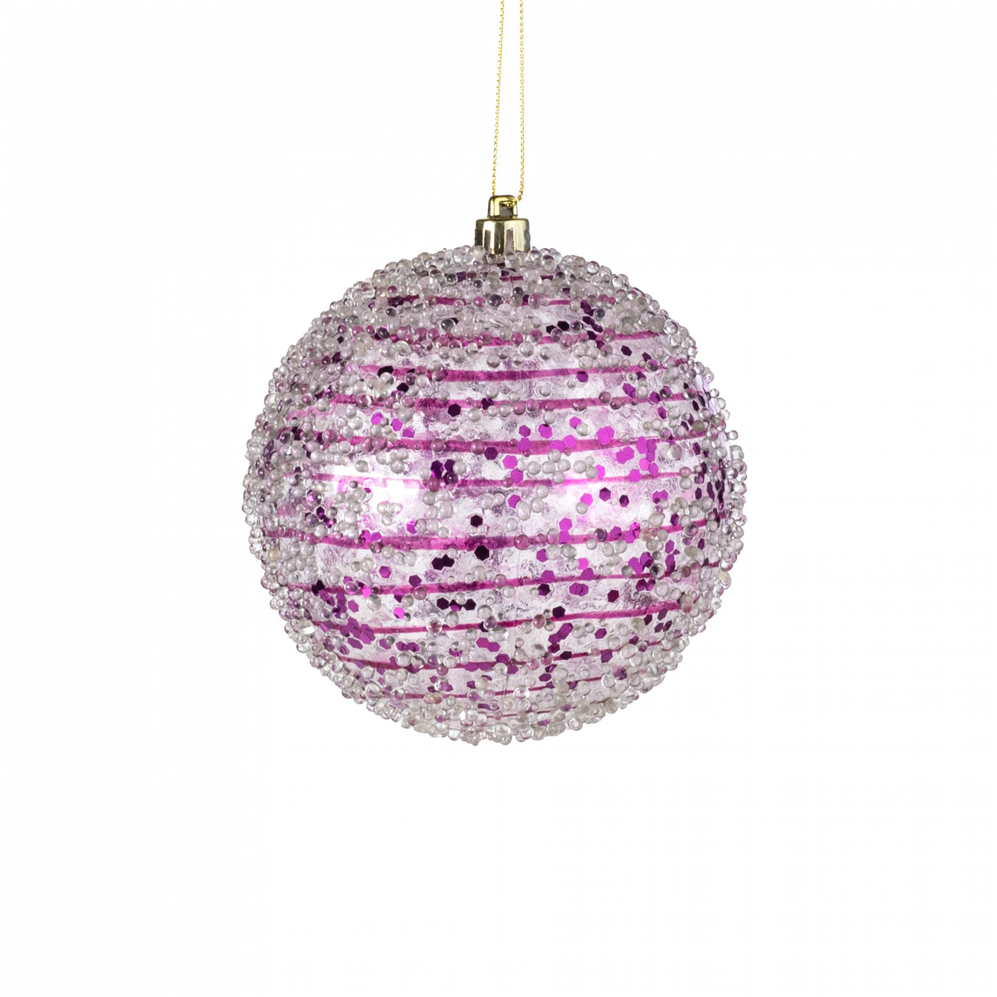 4" Sequin Iced Ball Ornament: Purple