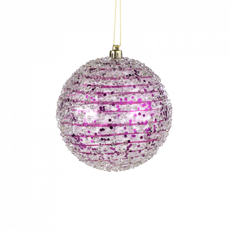 4" Sequin Iced Ball Ornament: Purple