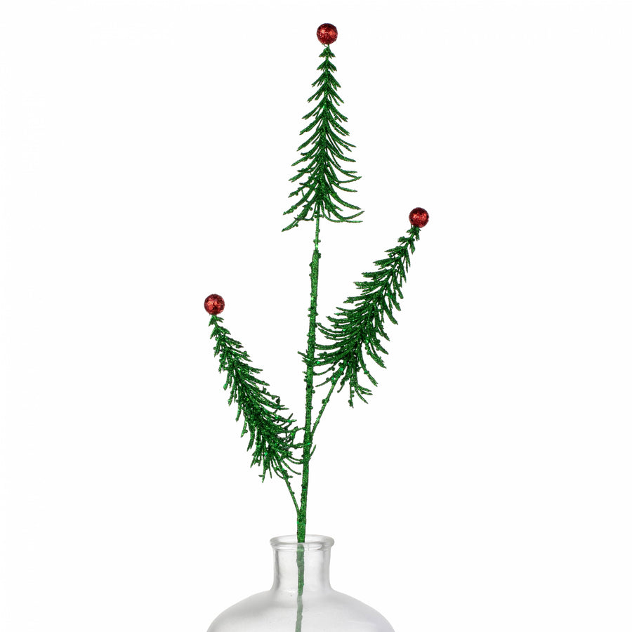 28" Glitter Christmas Trees Spray: Red & Green