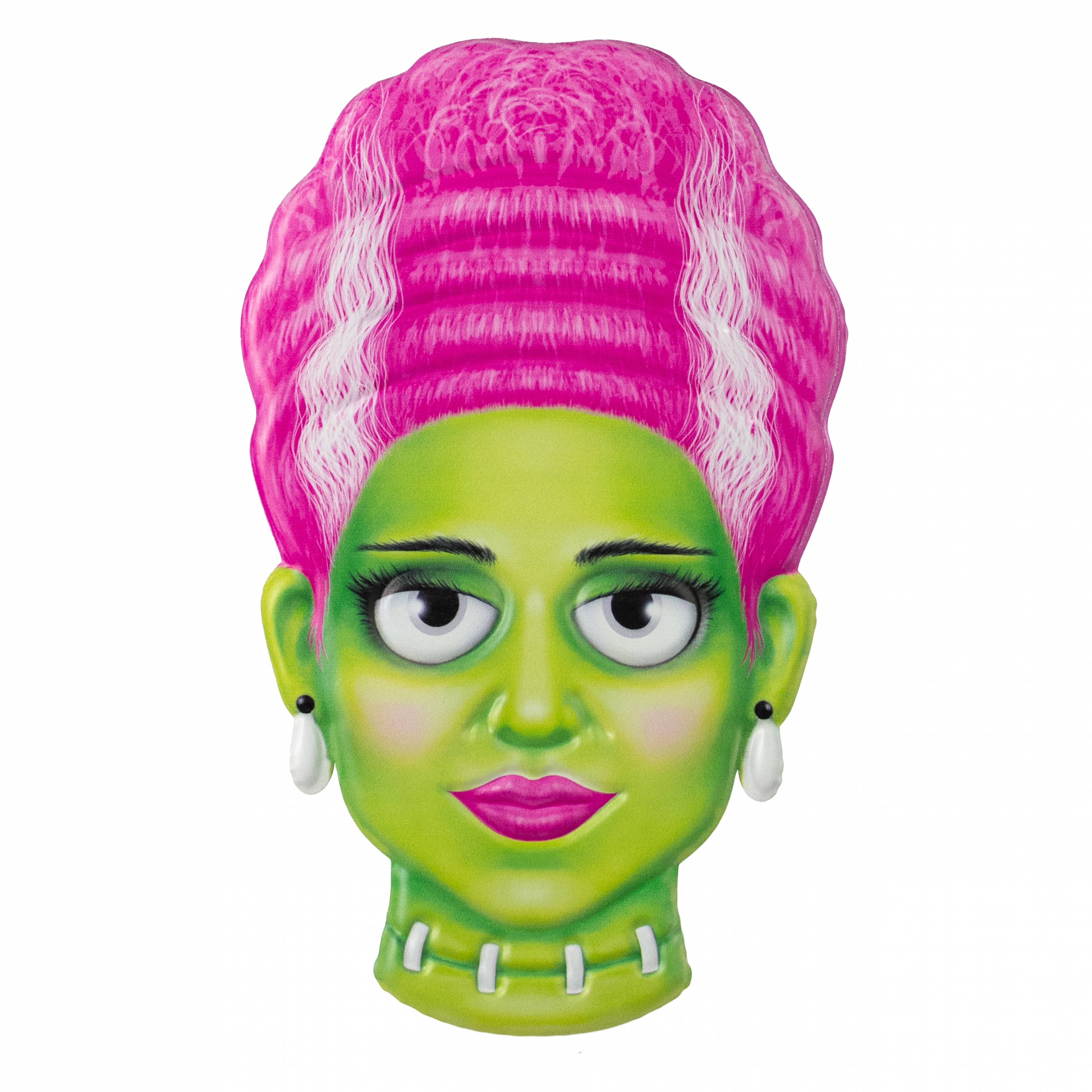 12" Embossed Metal Mrs. Frankenstein Head Decoration: Pink