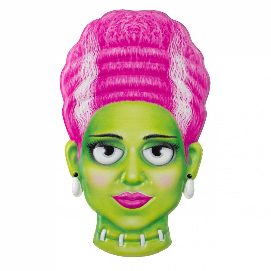 12" Embossed Metal Mrs. Frankenstein Head Decoration: Pink