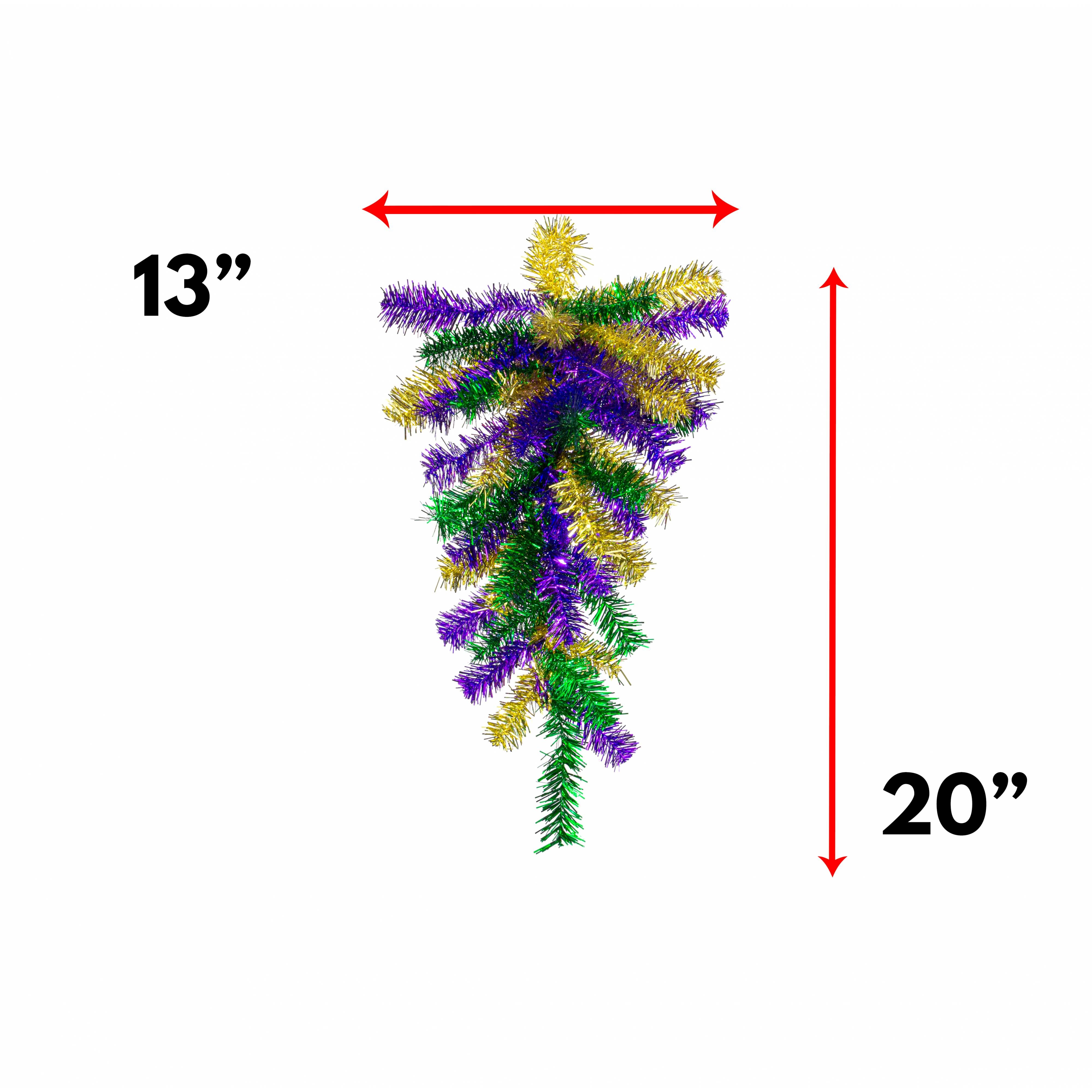 20" Pine Teardrop Swag: Metallic Mardi Gras (45 Tips)