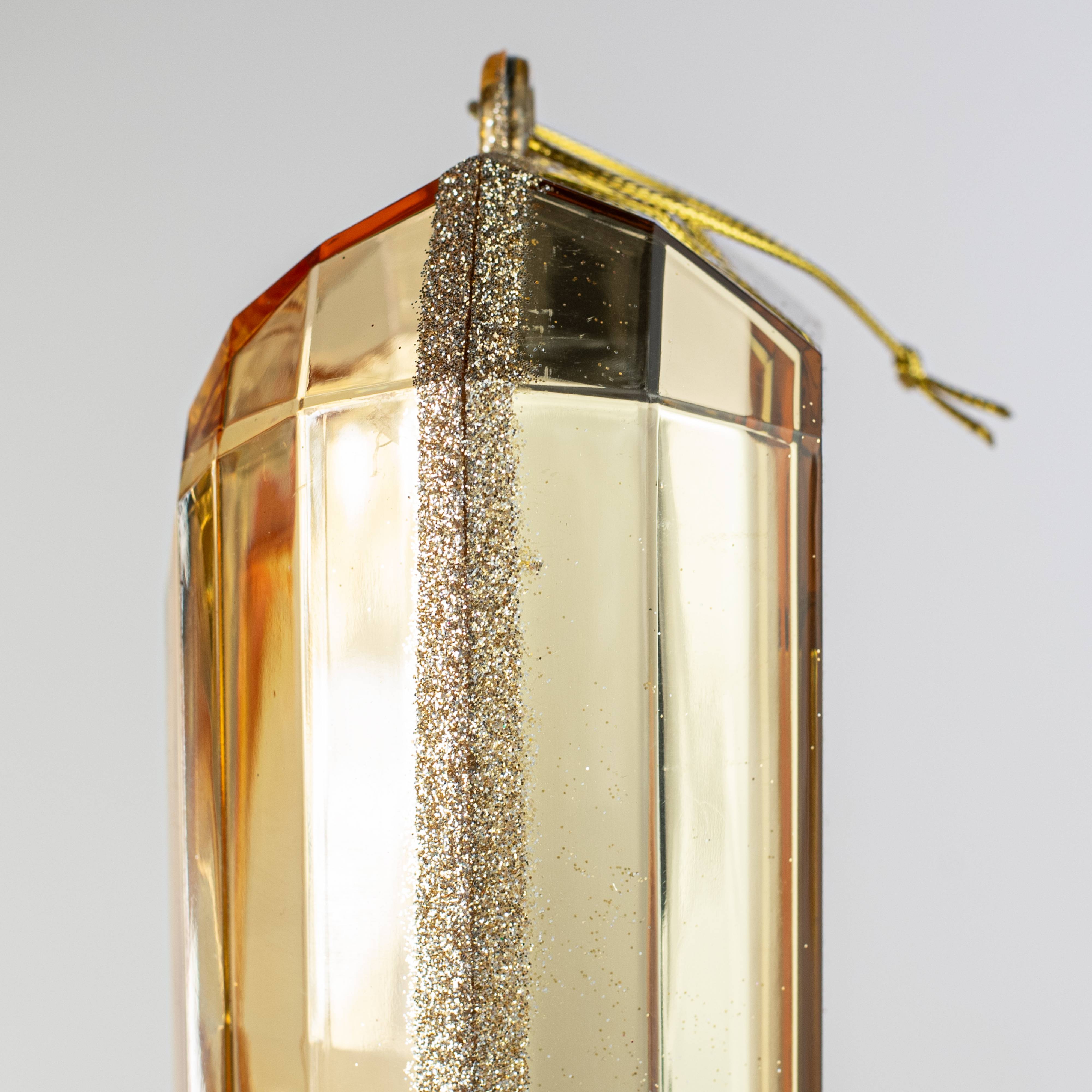 7.75" Tall Jewel Gem Ornament: Champagne Gold