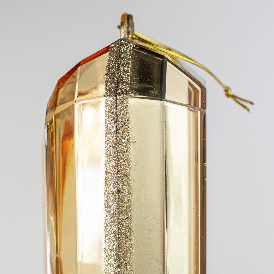 7.75" Tall Jewel Gem Ornament: Champagne Gold