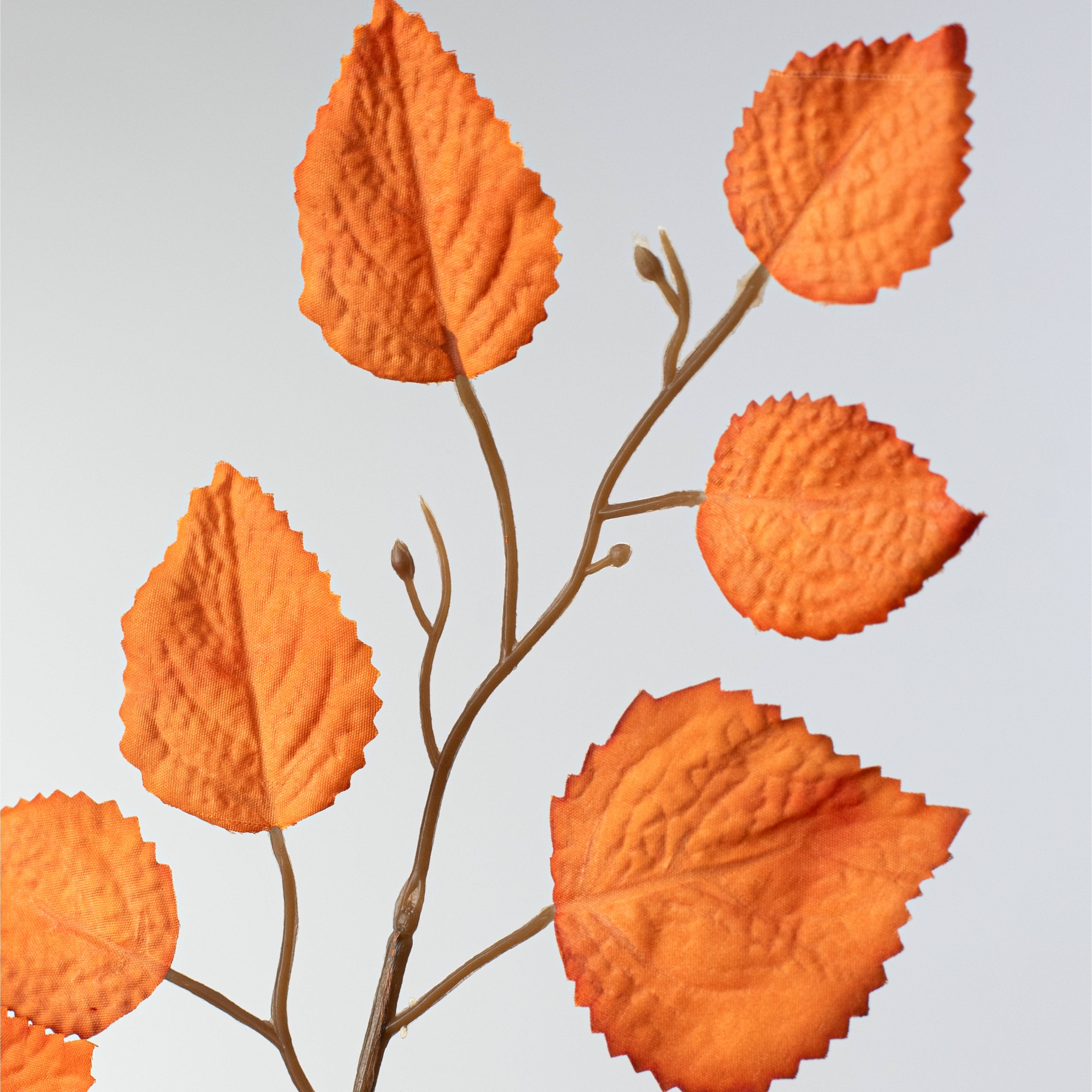 35" Birch Leaves Spray: Orange