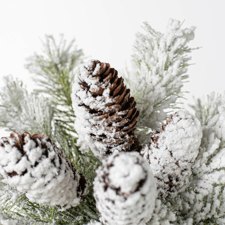 12" Flocked Dakota Pine Centerpiece Ball Swag