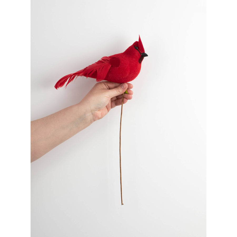 16" Feathered Flocked Cardinal Pick