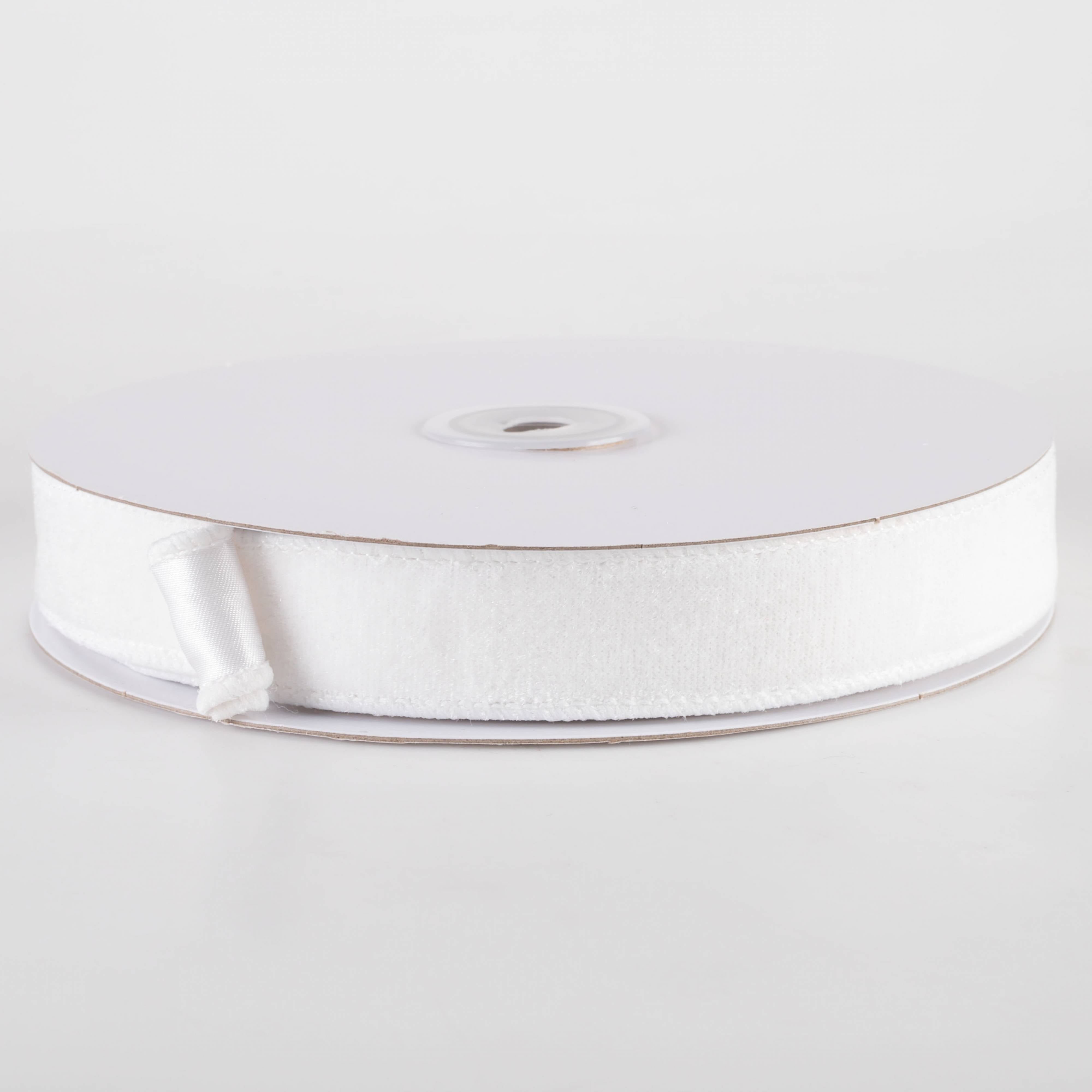 7/8" Deluxe Velvet Satin Backing Ribbon: White (10 Yards)