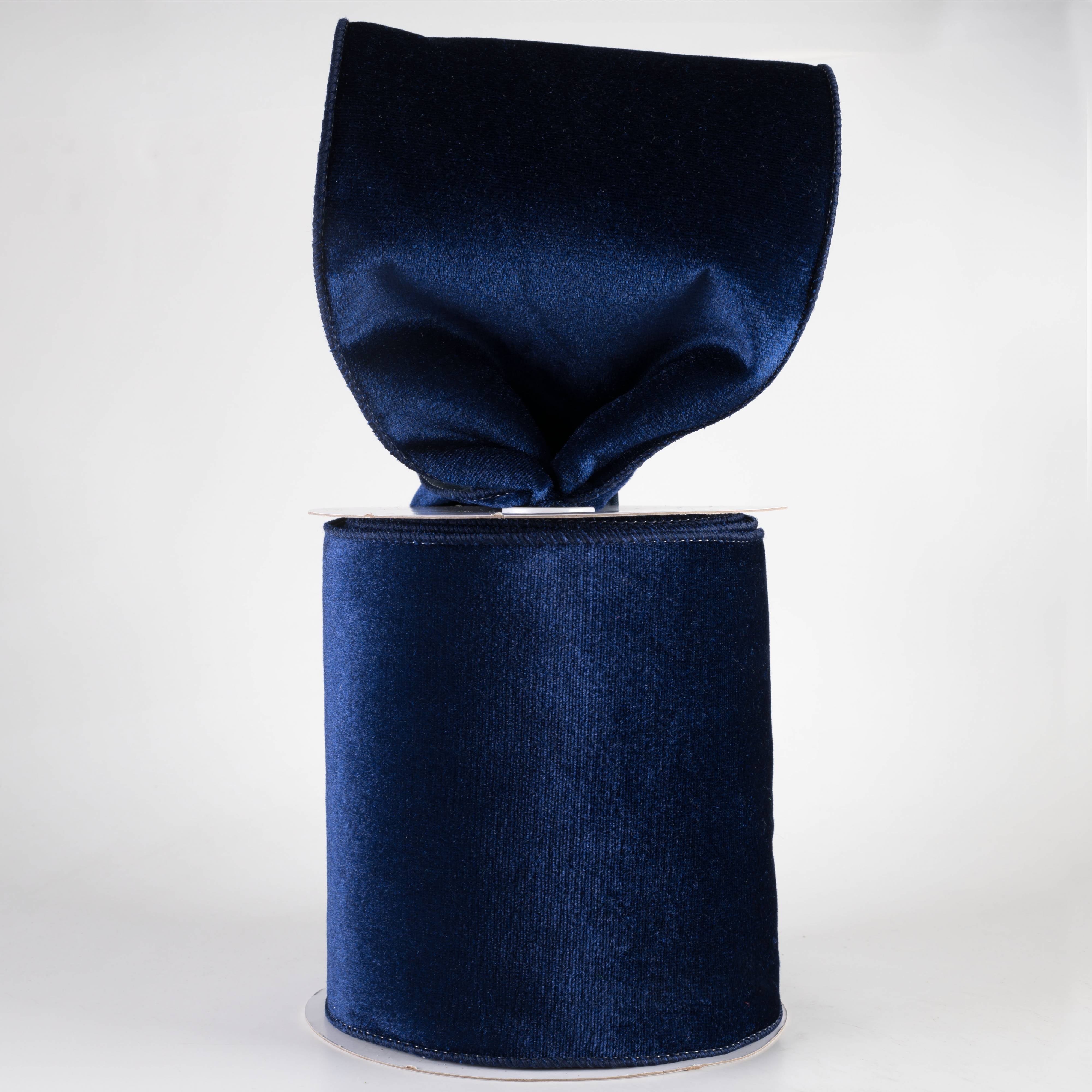 6" Deluxe Velvet Satin Backing Ribbon: Navy Blue (10 Yards)