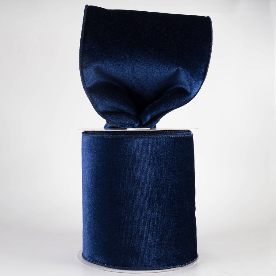 6" Deluxe Velvet Satin Backing Ribbon: Navy Blue (10 Yards)