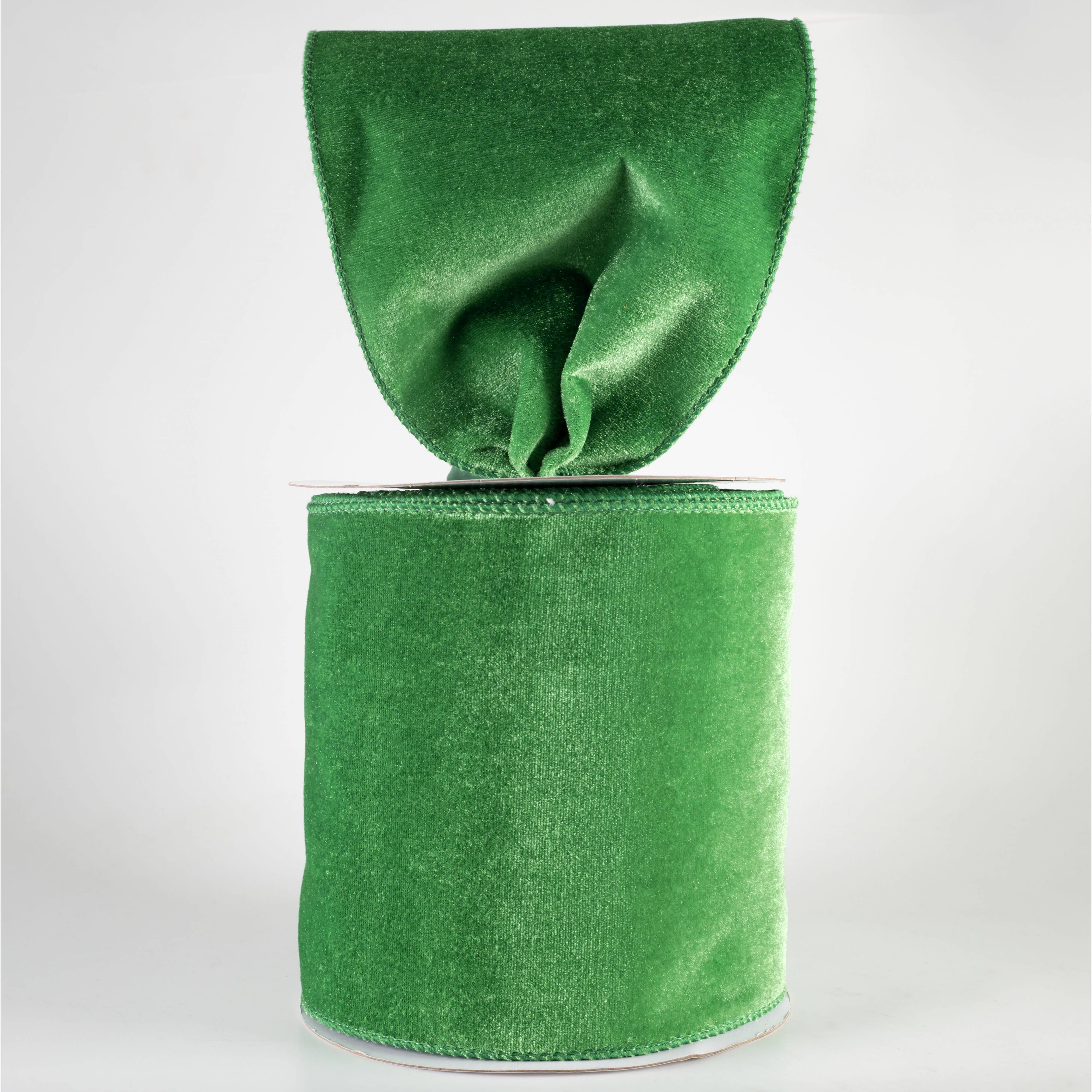 6" Deluxe Velvet Satin Backing Ribbon: Emerald Green (10 Yards)