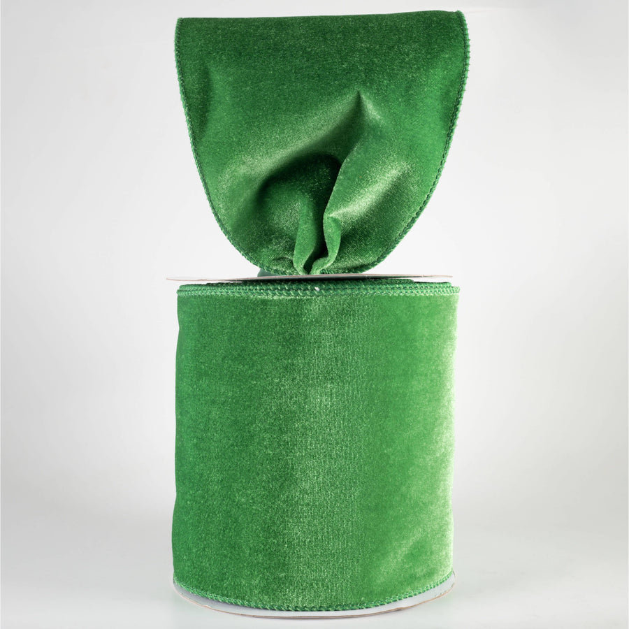 6" Deluxe Velvet Satin Backing Ribbon: Emerald Green (10 Yards)