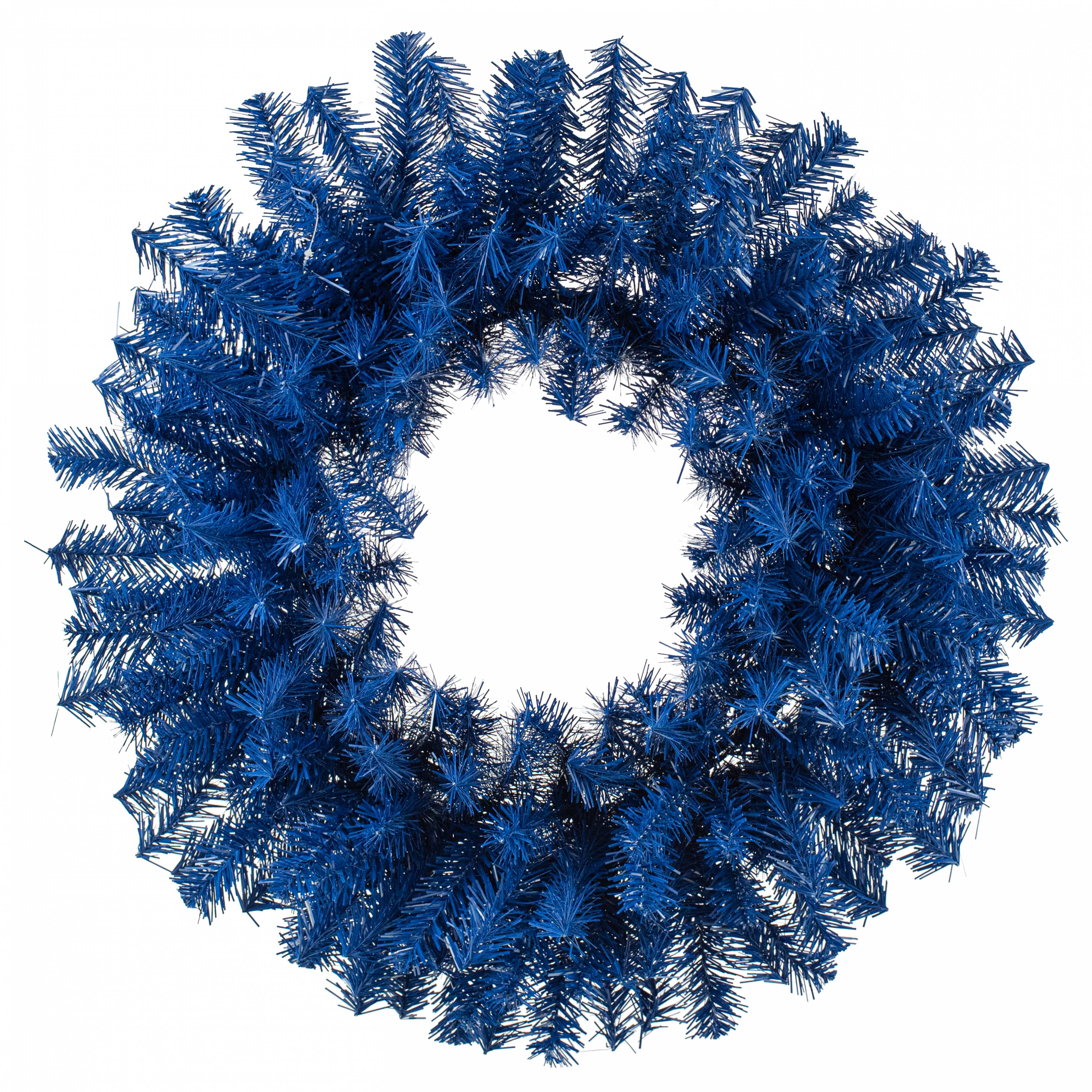24" PVC Pine Wreath: Blue