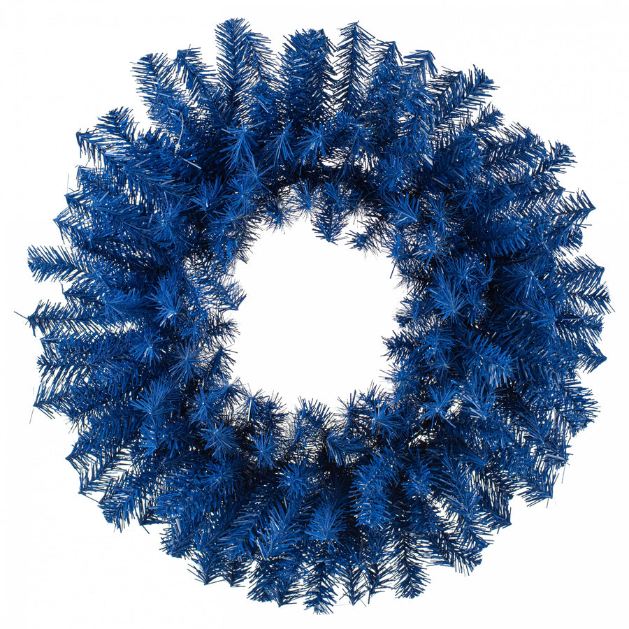 24" PVC Pine Wreath: Blue