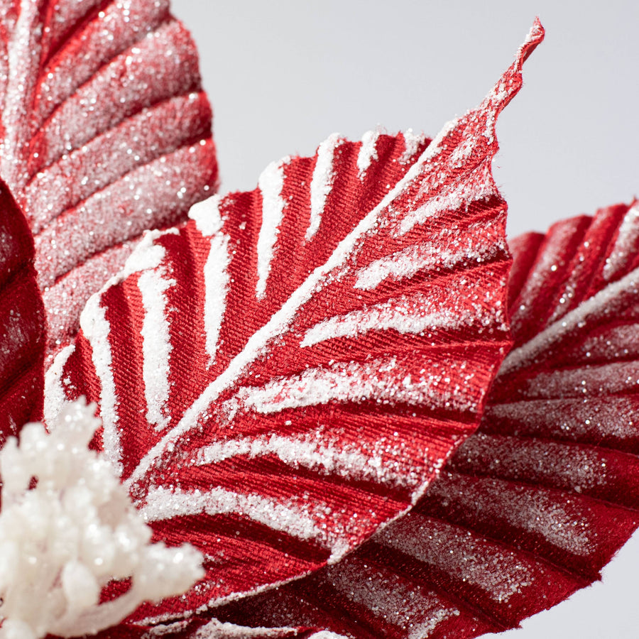 14" x 28" Striped Poinsettia Stem: Red & White