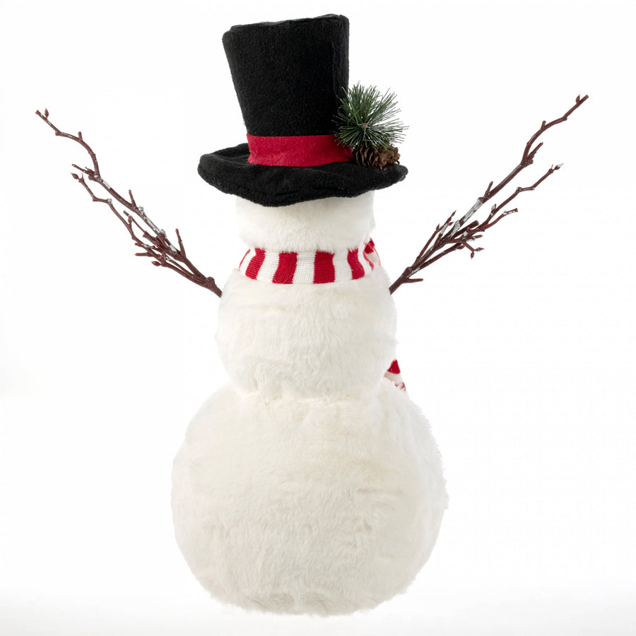16" Fur Top Hat Snowman Figurine