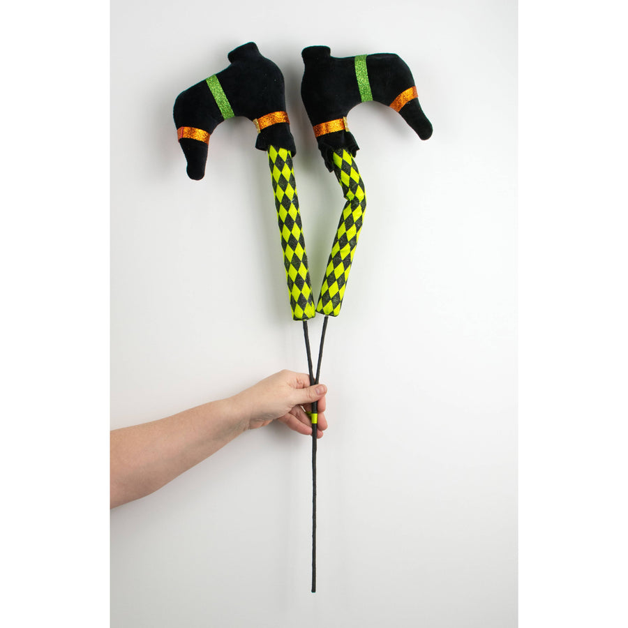 30" Glitter Halloween Harlequin Witch Legs Spray