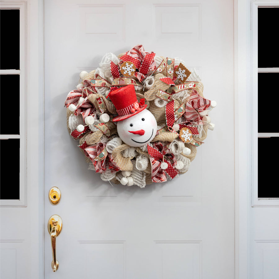 11" Peppermint Snowman Head Ornament