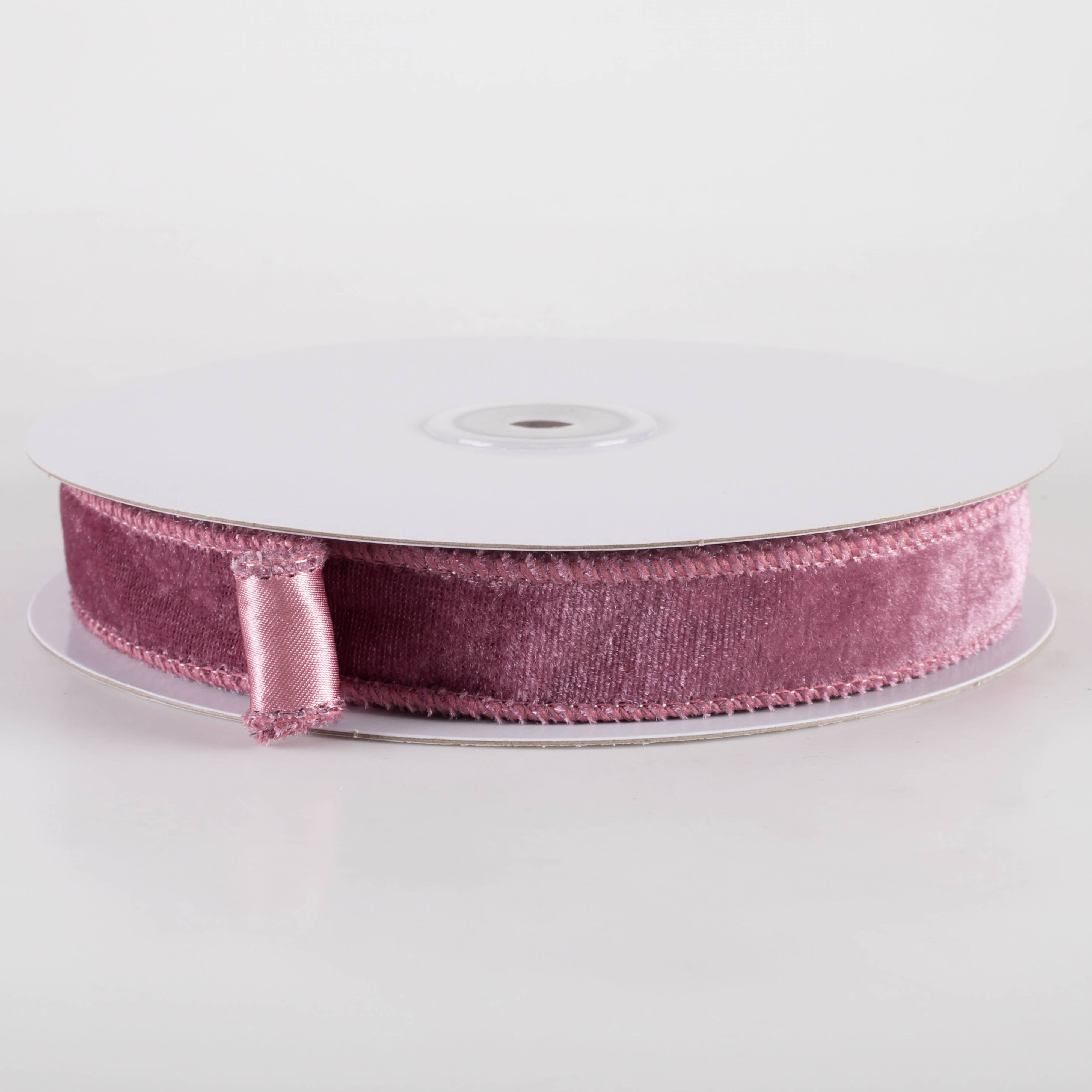 7/8" Deluxe Velvet Satin Backing Ribbon: Dusty Rose (10 Yards)