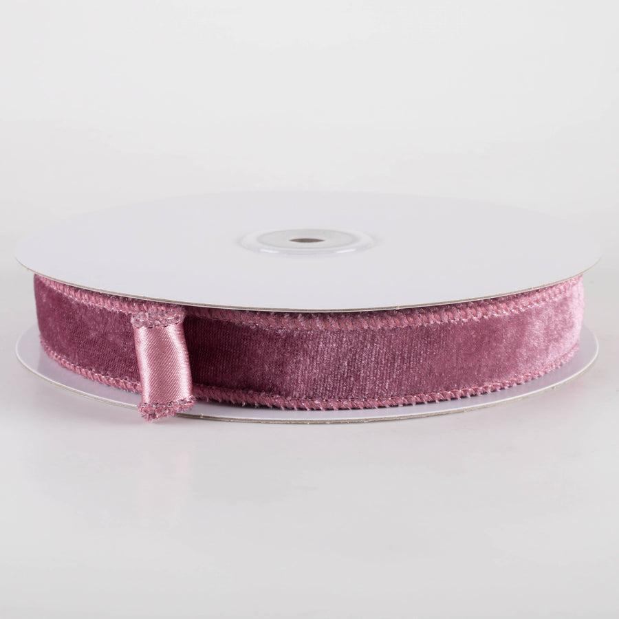 7/8" Deluxe Velvet Satin Backing Ribbon: Dusty Rose (10 Yards)