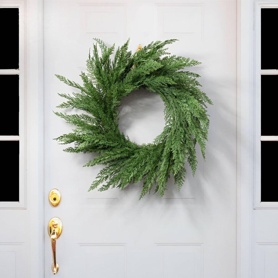 28" Faux Cedar Arborvitae Wreath