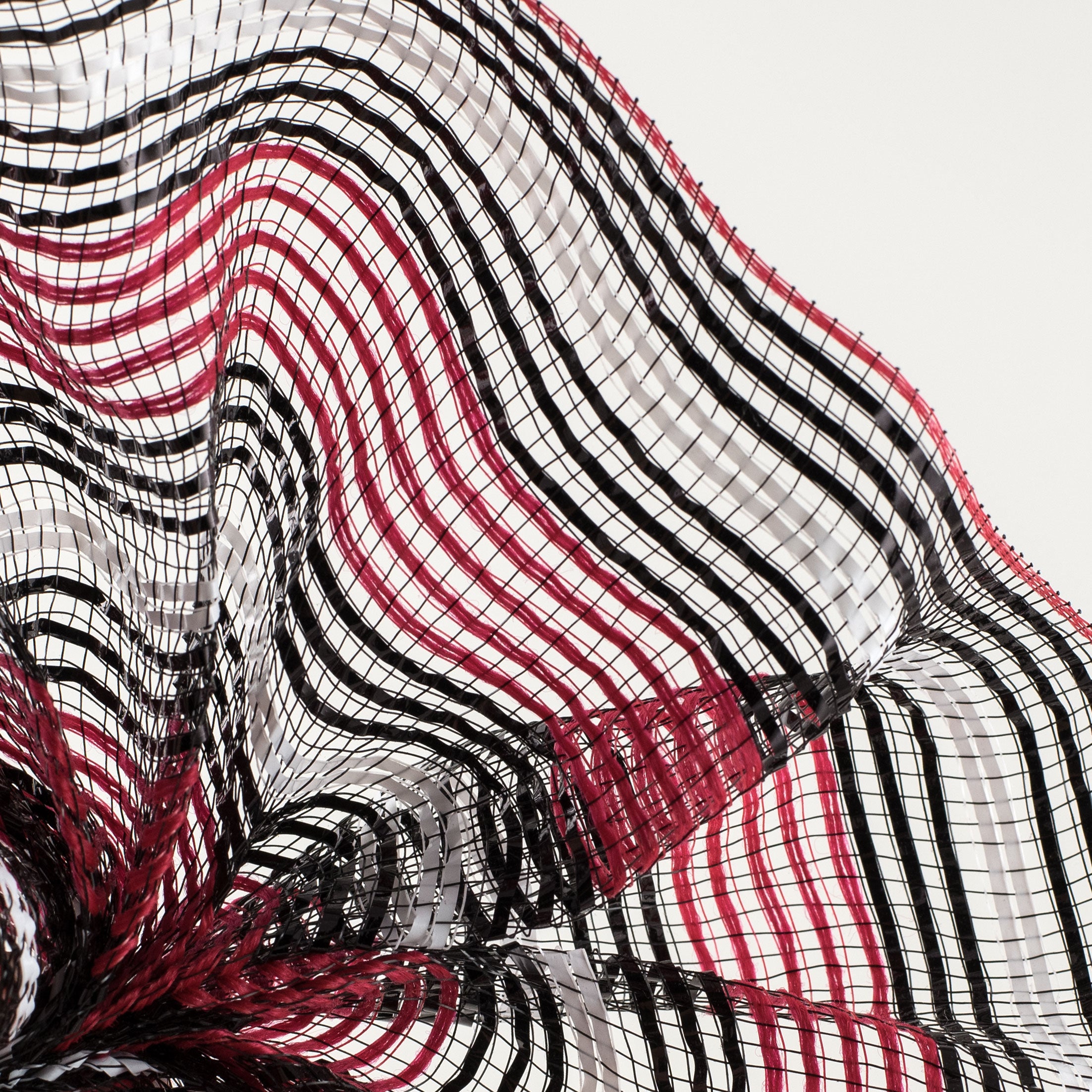 10" Fabric Bold Stripe Mesh: Black, Red, White Lifestyle Photo