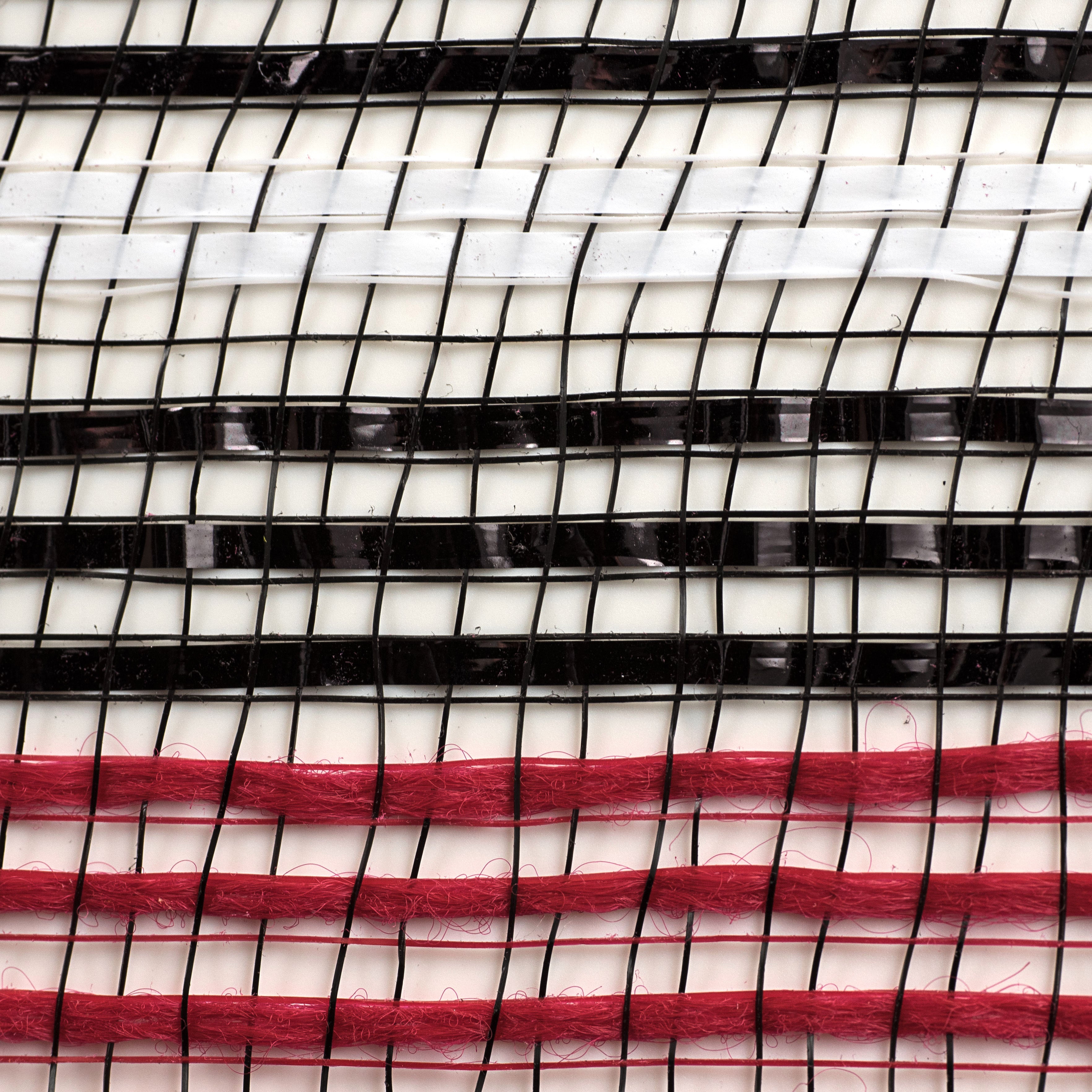 10" Fabric Bold Stripe Mesh: Black, Red, White detail photo 3
