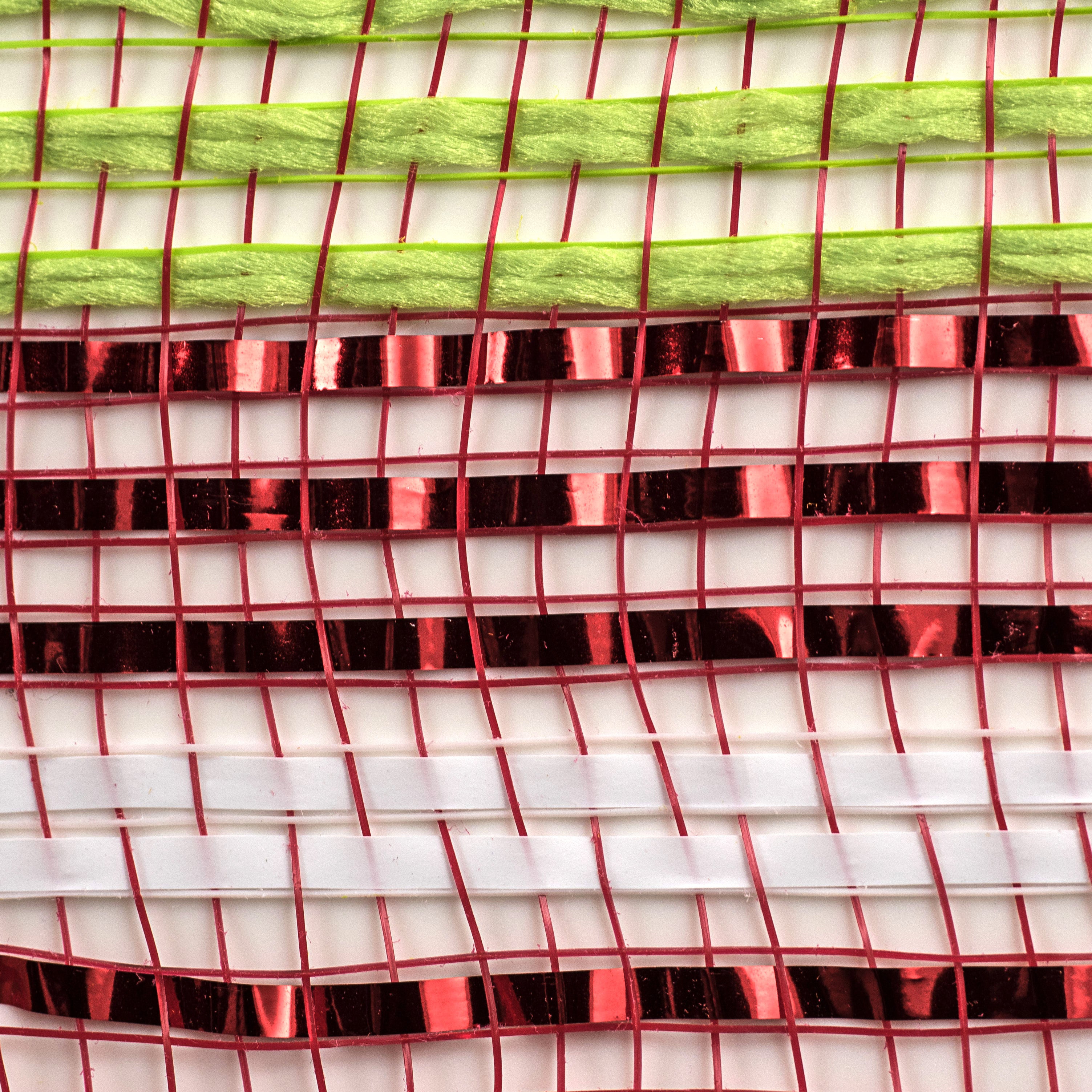 10" Fabric Bold Stripe Mesh: Lime, Red, White detail photo 3