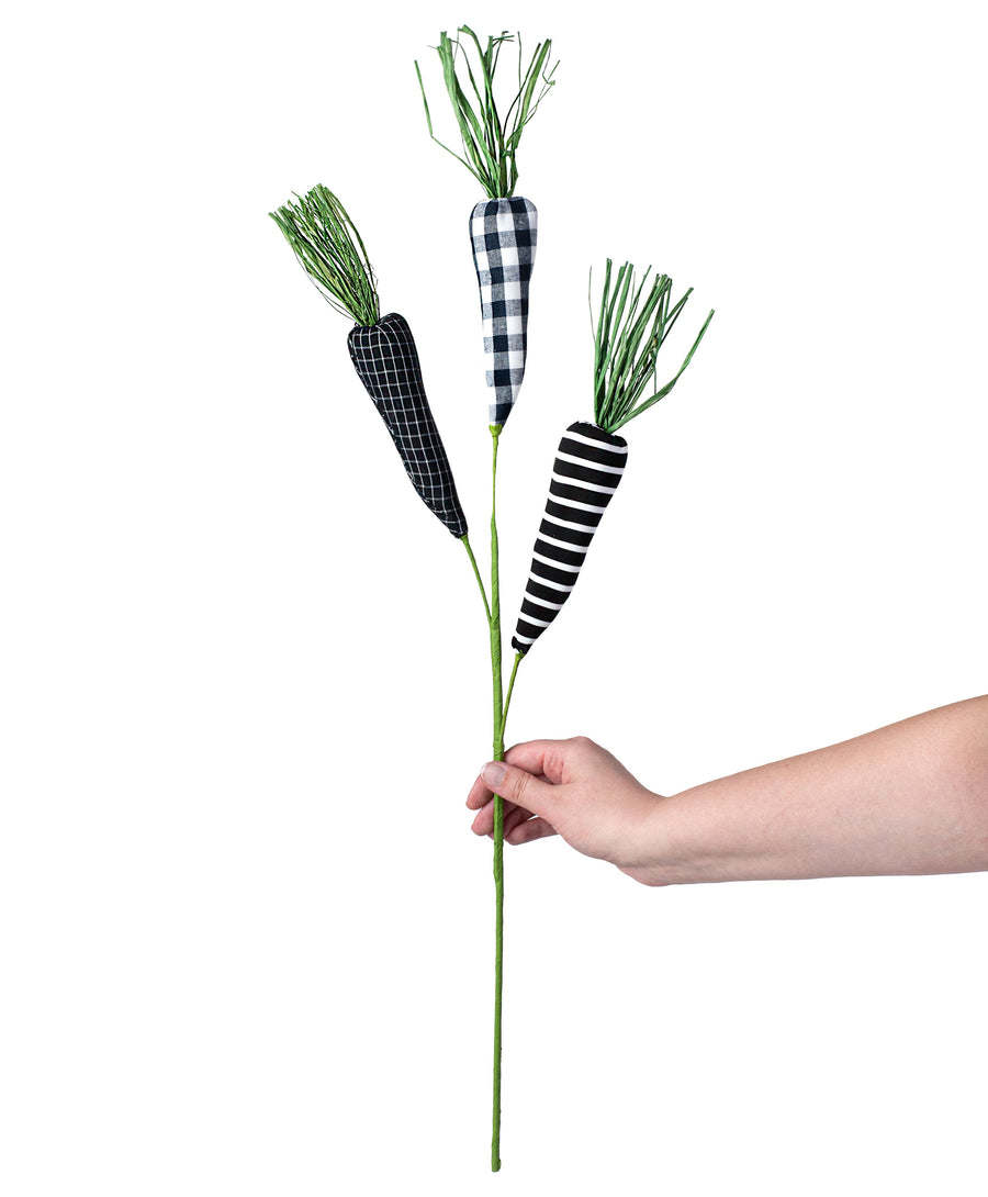 22" Fabric Carrot Pick: Black, White, Green detail photo 3