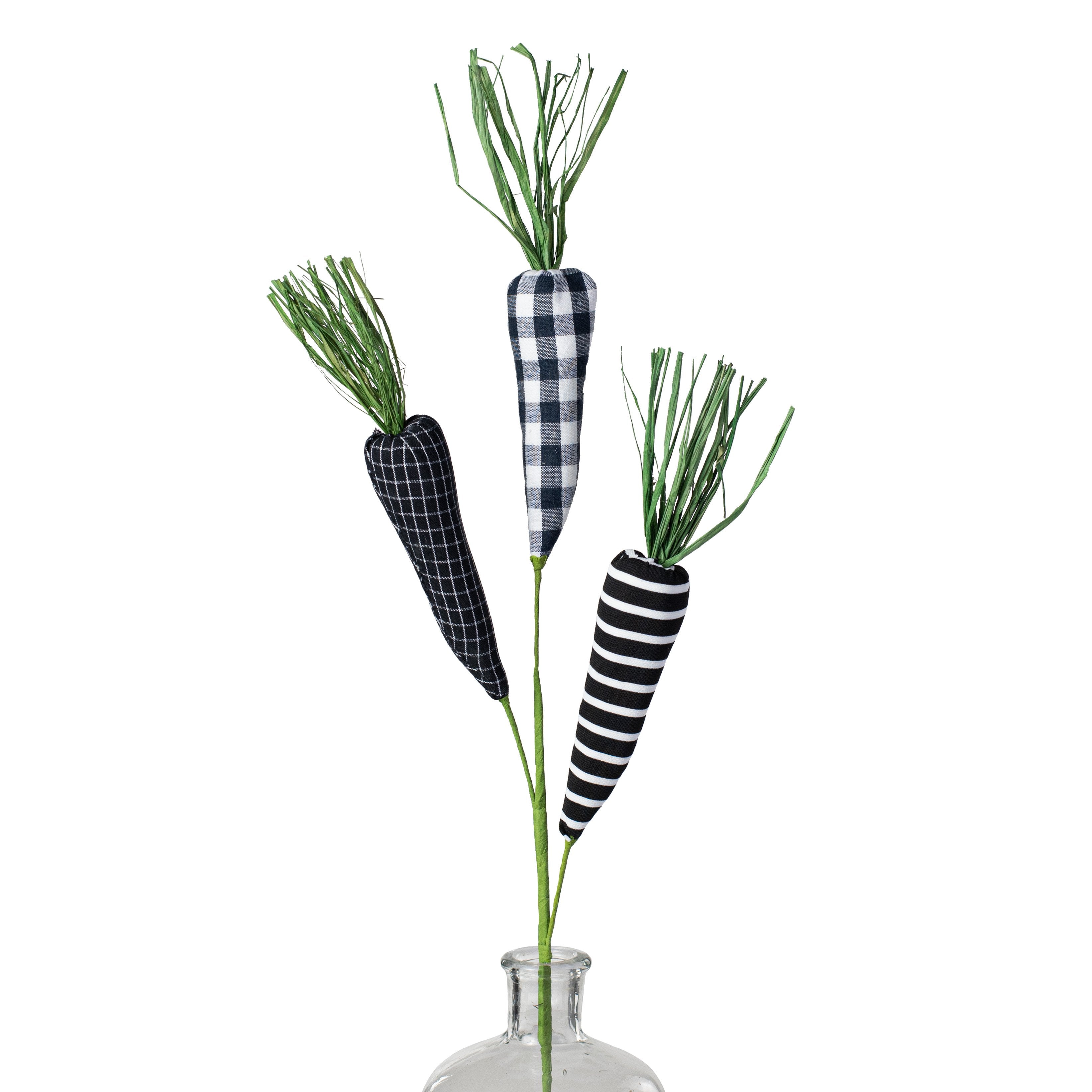 22" Fabric Carrot Pick: Black, White, Green Item Number: MN0195