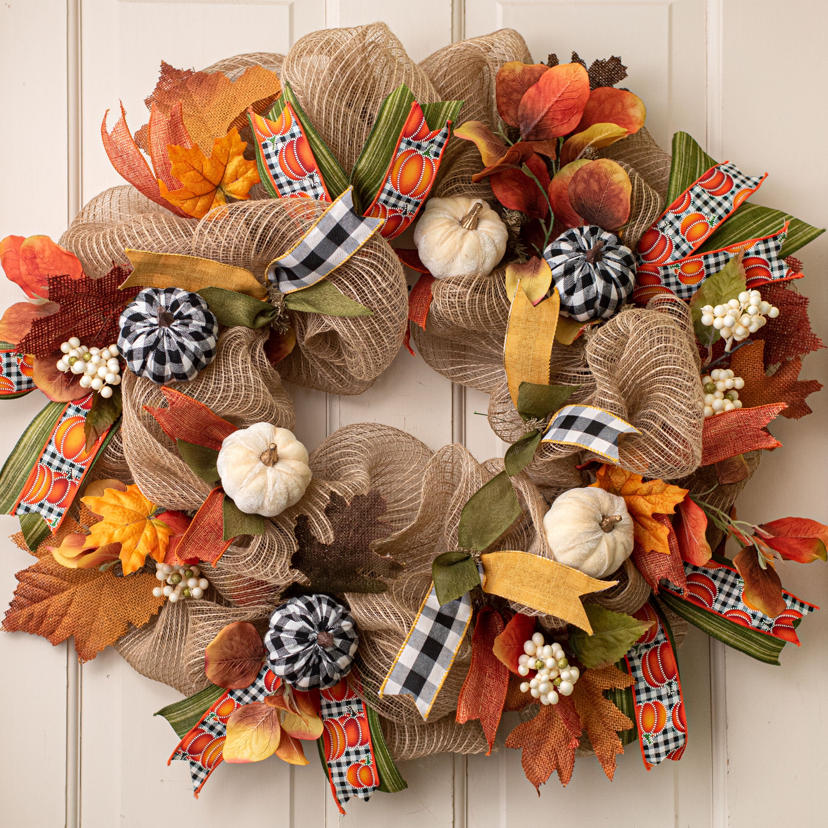 3" Fabric Check Pumpkins: Black & White (Set of 6) Lifestyle Photo