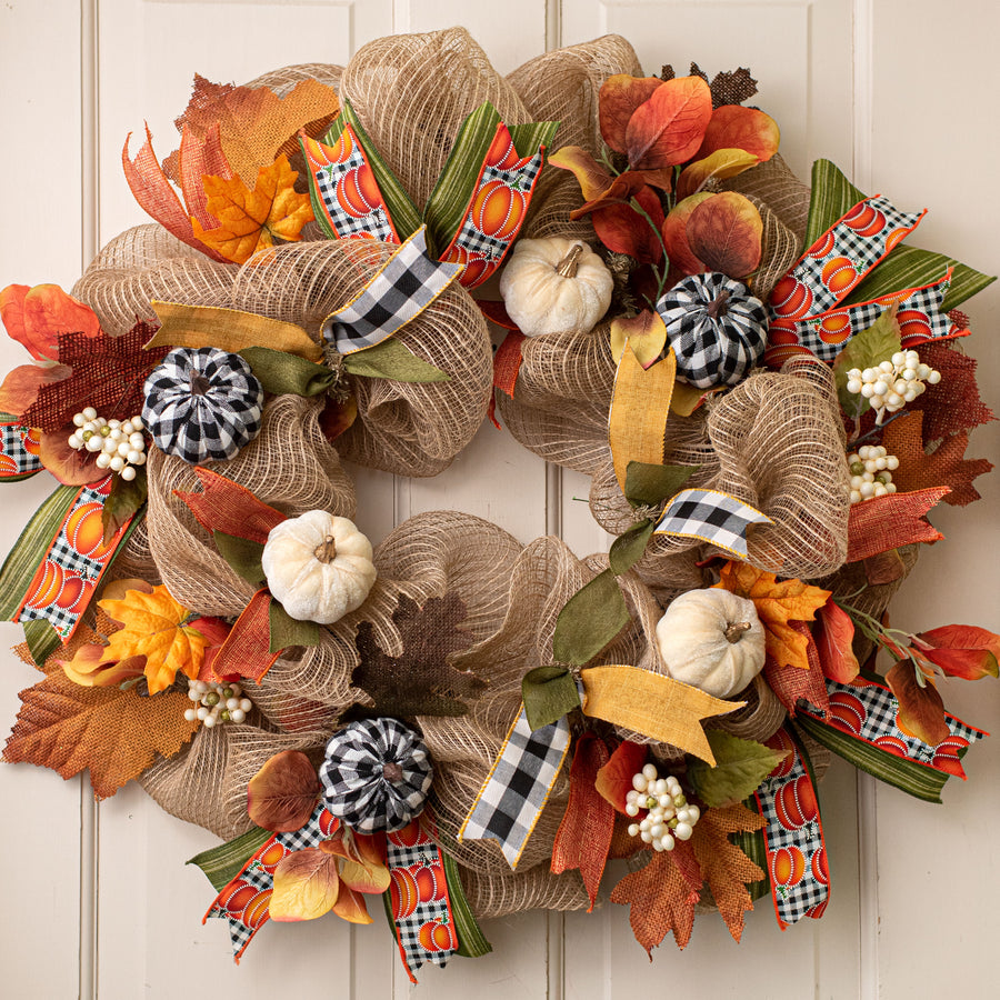 3" Fabric Check Pumpkins: Black & White (Set of 6) Lifestyle Photo