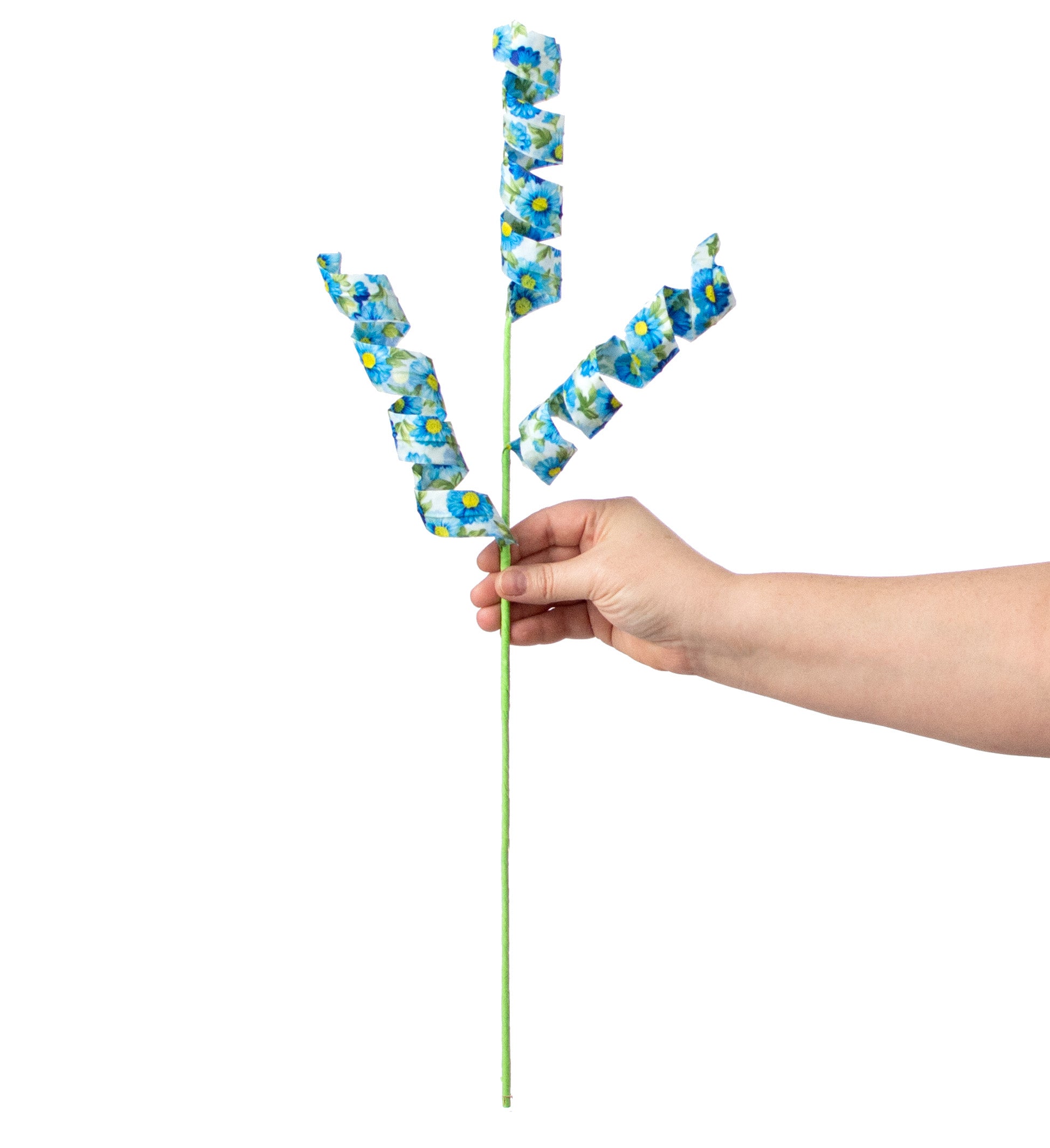 24" Fabric Curl Spray: Floral Blue detail photo 3