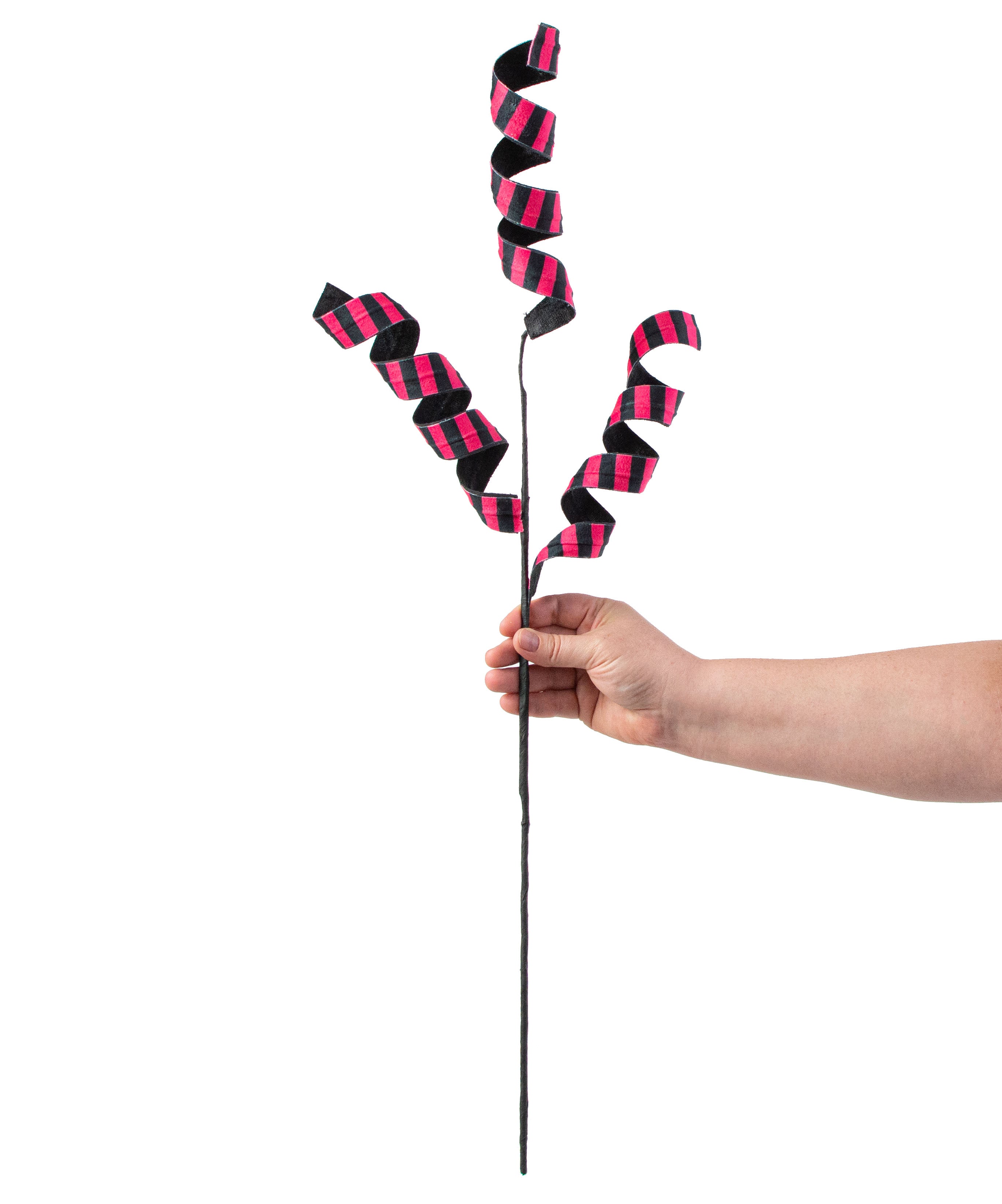 30" Double Sided Fabric Curly Spray: Black Velvet & Fuchsia detail photo 3