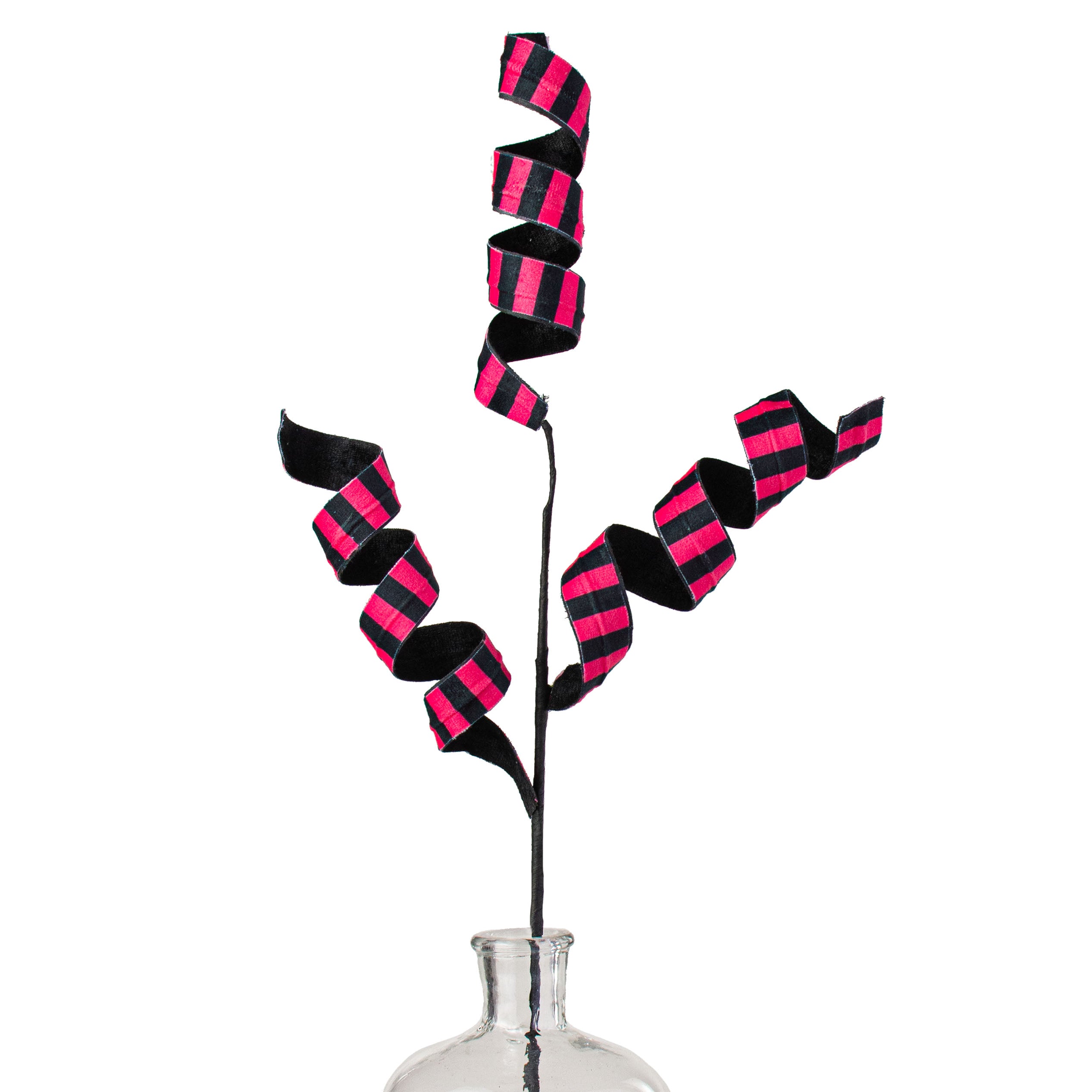 30" Double Sided Fabric Curly Spray: Black Velvet & Fuchsia Item Number: 56946BTBK